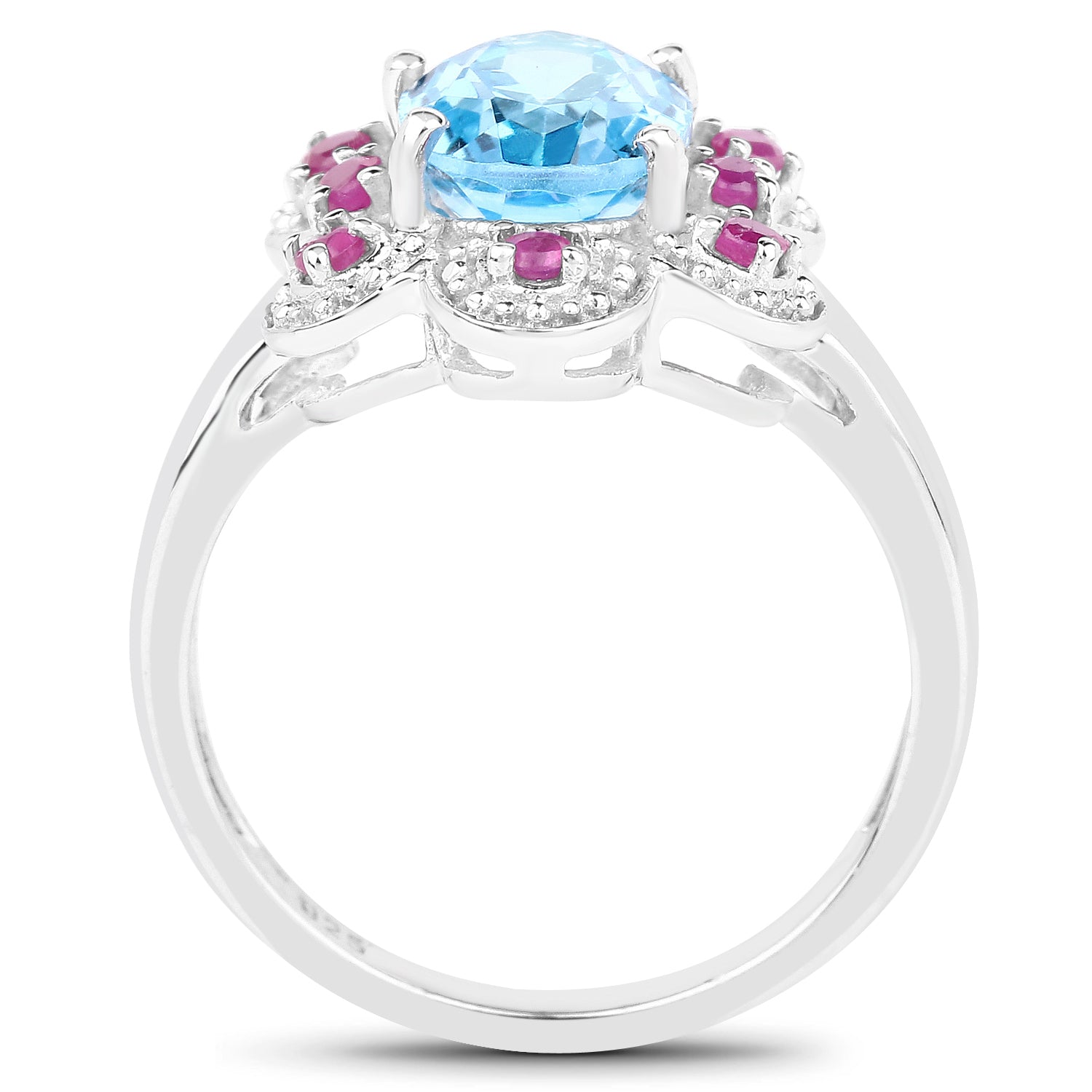 2.28 Carat Genuine Swiss Blue Topaz and Ruby .925 Sterling Silver Ring on sale at MyriadMart