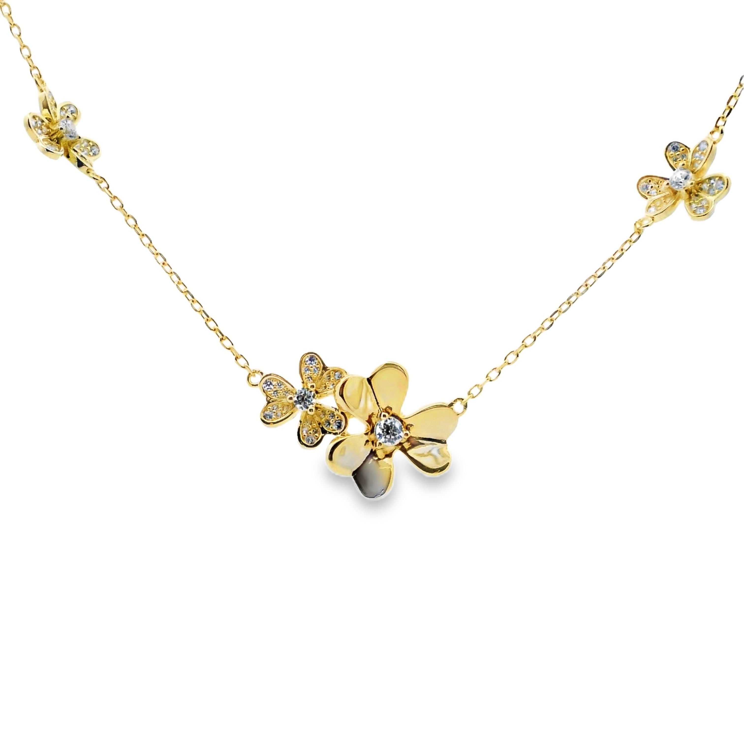 Cubic Zirconia Flower Pendant Sterling Silver on sale at MyriadMart