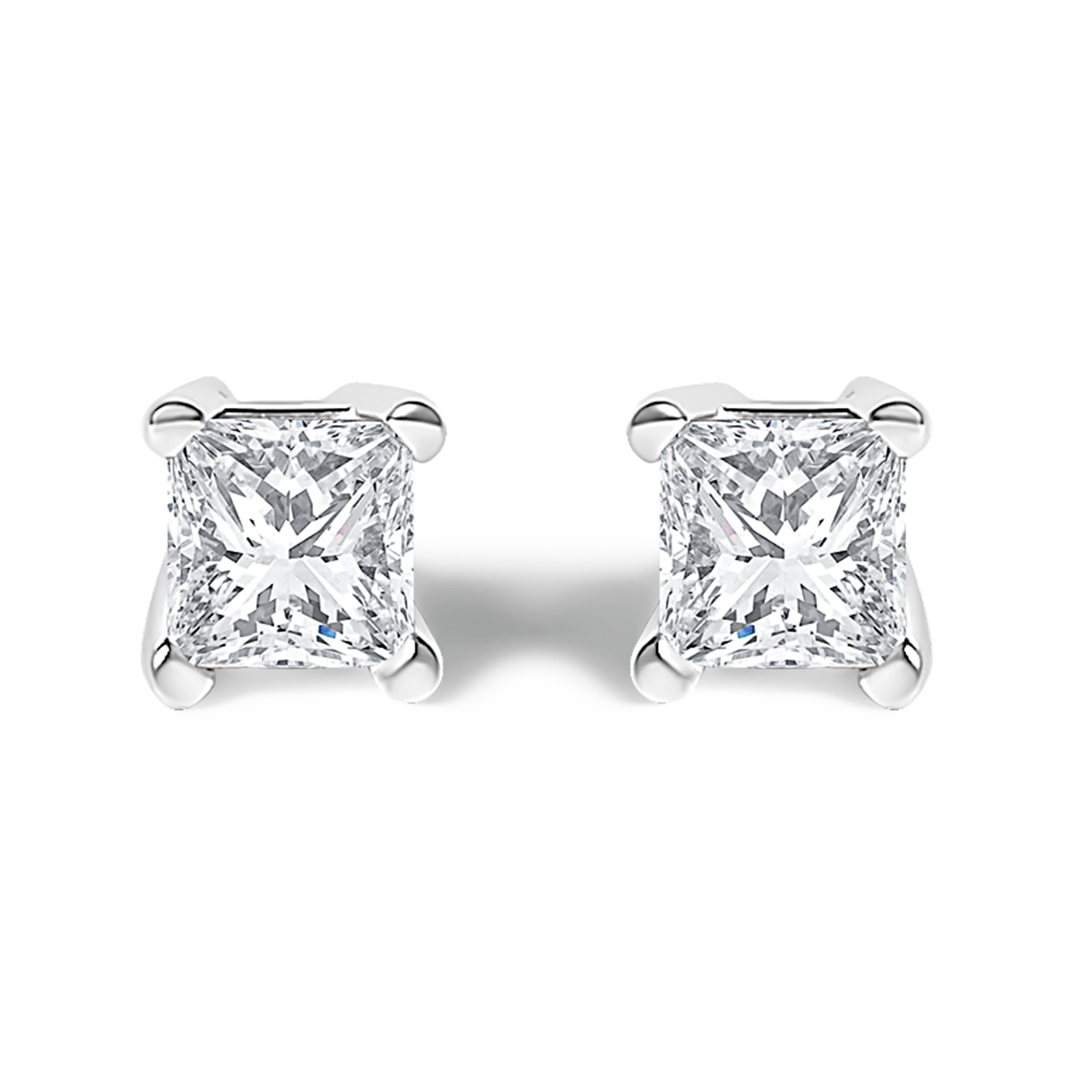 .925 Sterling Silver 1/4 Cttw Princess-Cut Diamond Solitaire Stud Earrings H-I Color, I1-I2 Clarity on sale at MyriadMart