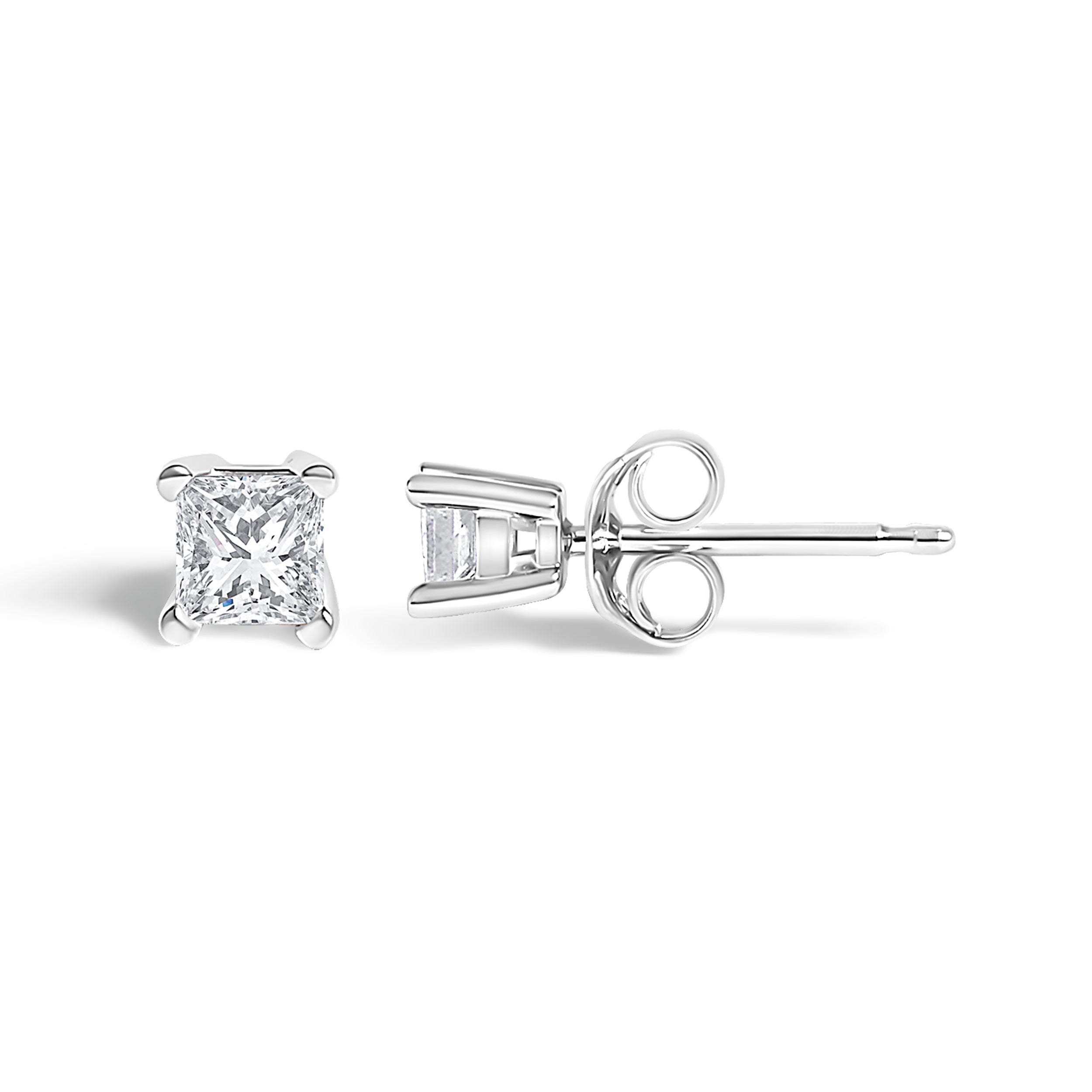 .925 Sterling Silver 1/4 Cttw Princess-Cut Diamond Solitaire Stud Earrings H-I Color, I1-I2 Clarity on sale at MyriadMart