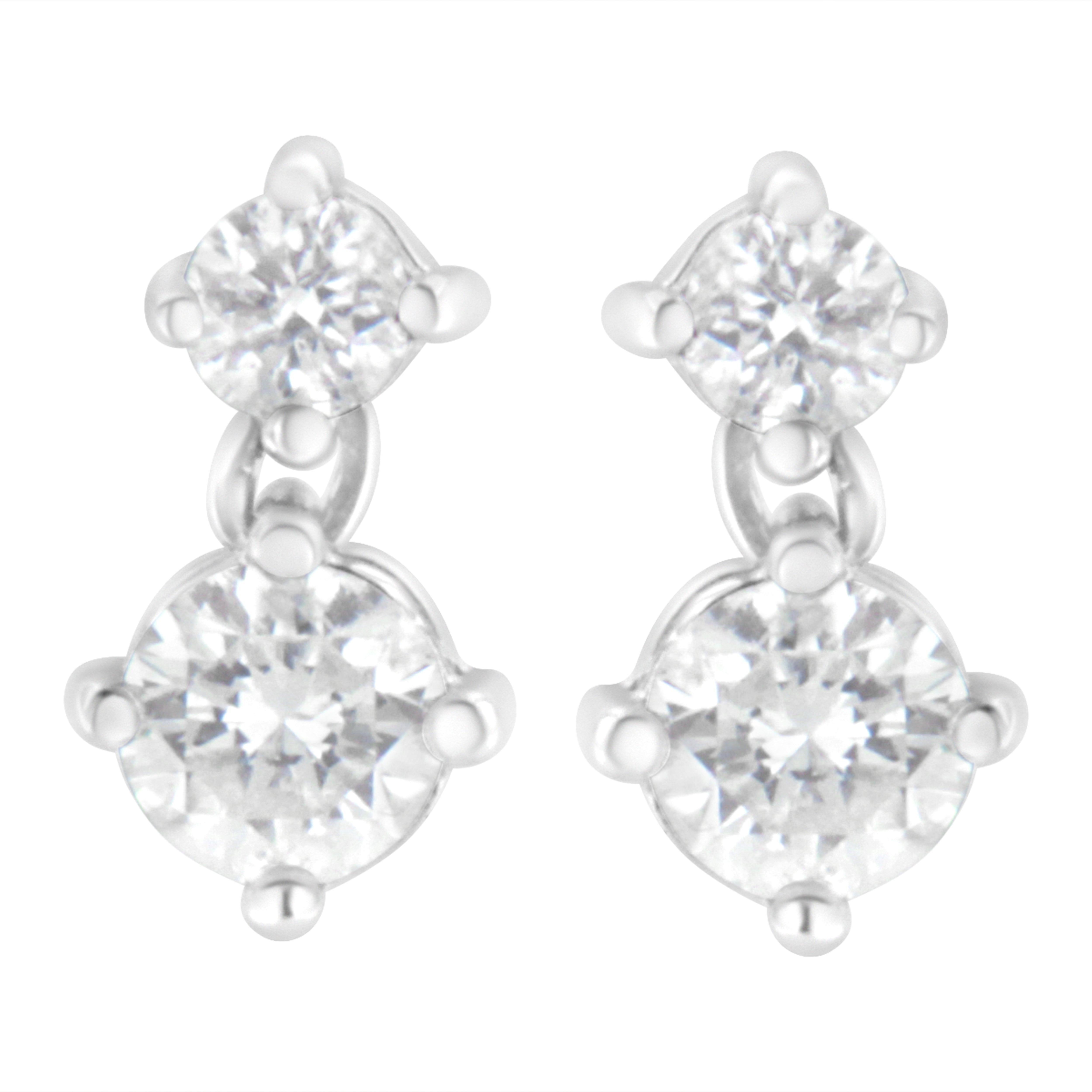 14K White Gold 1 cttw Double Diamond Stud Earrings H-I Clarity, SI2-I1 Color on sale at MyriadMart