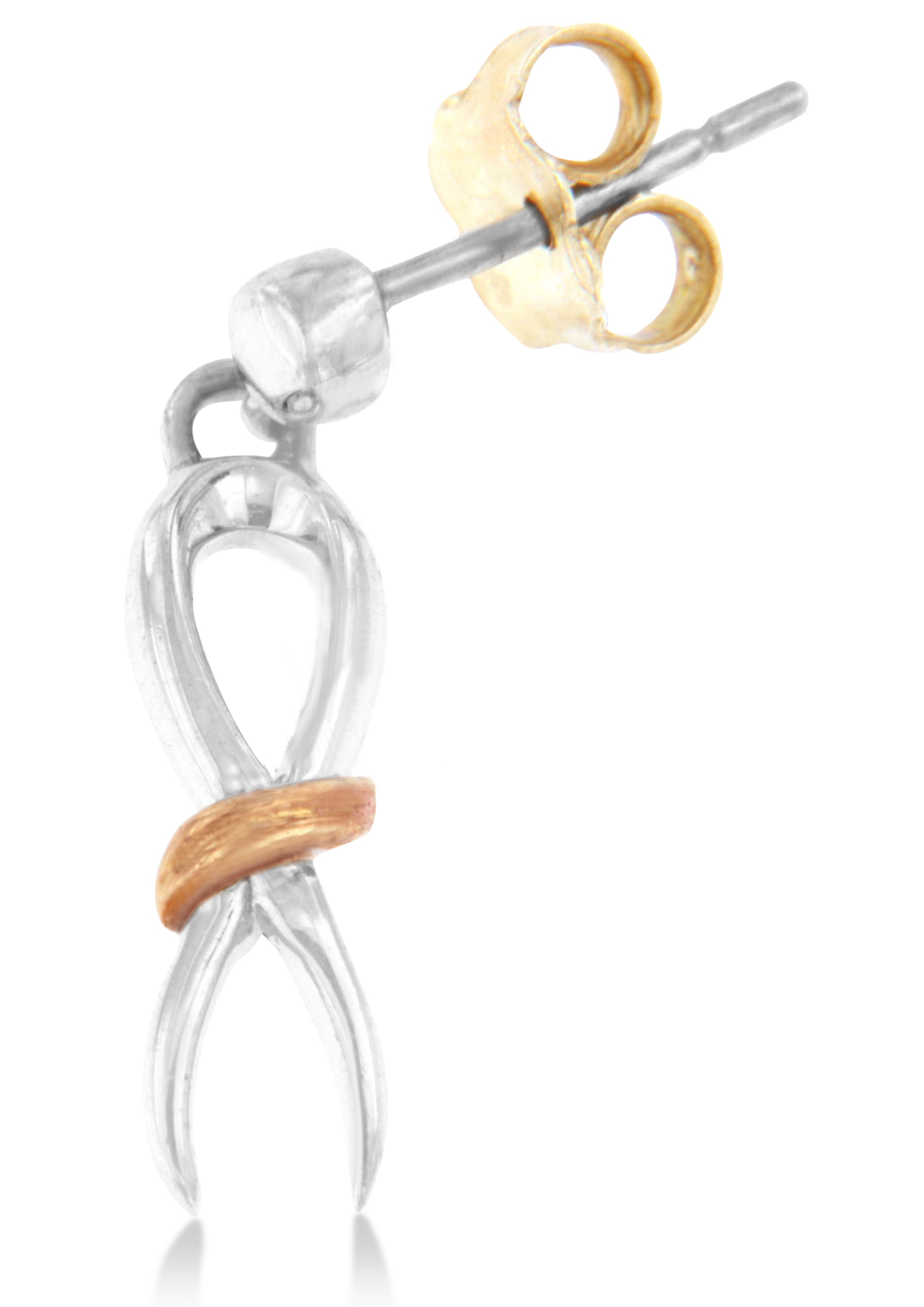 10K Two-Toned Gold Flash Plated .925 Sterling Silver Awareness Ribbon Dangle Earrings on sale at MyriadMart