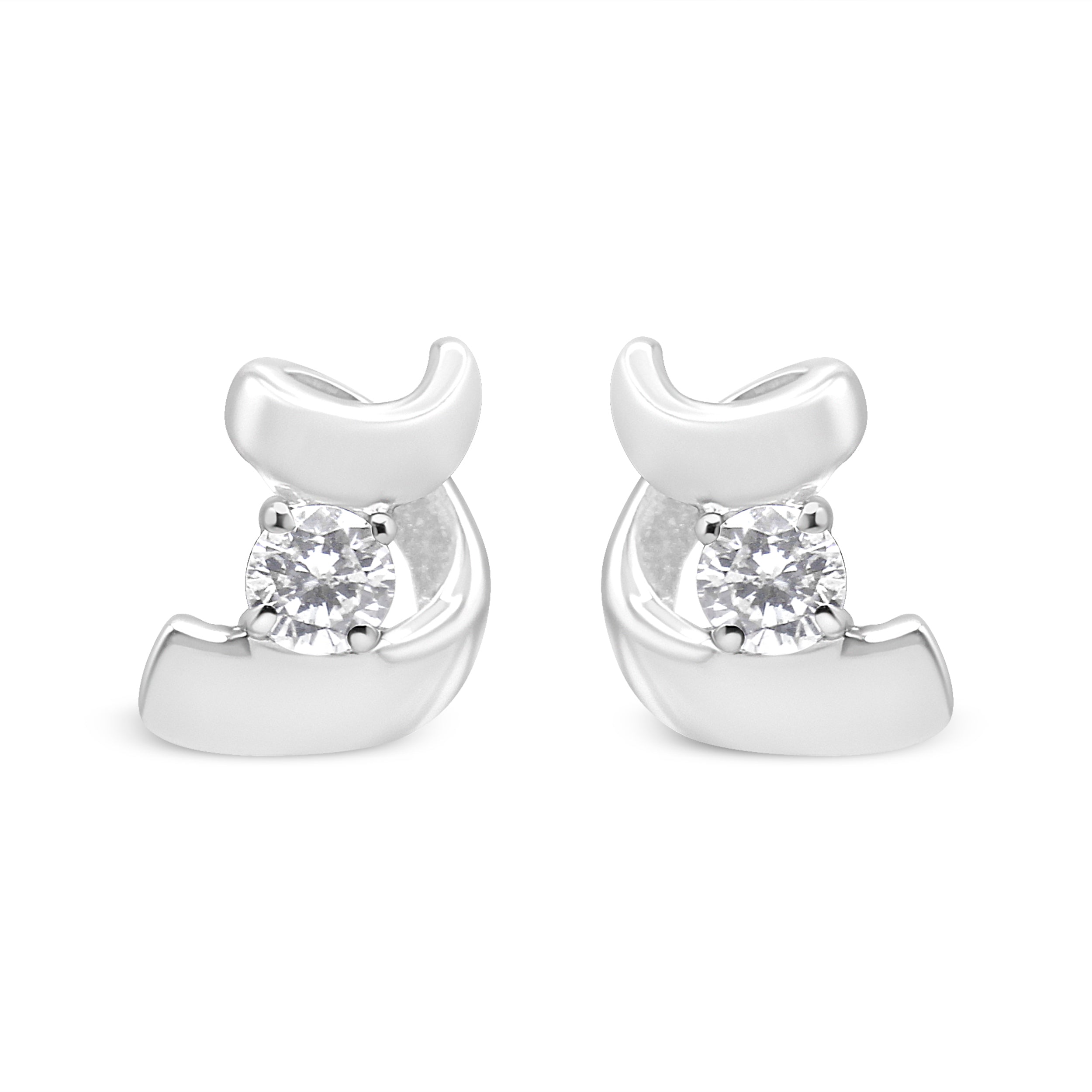 .925 Sterling Silver Round Cut Diamond Fashion Stud Earrings 0.10 cttw, I-J Color, I2-I3 Clarity on sale at MyriadMart