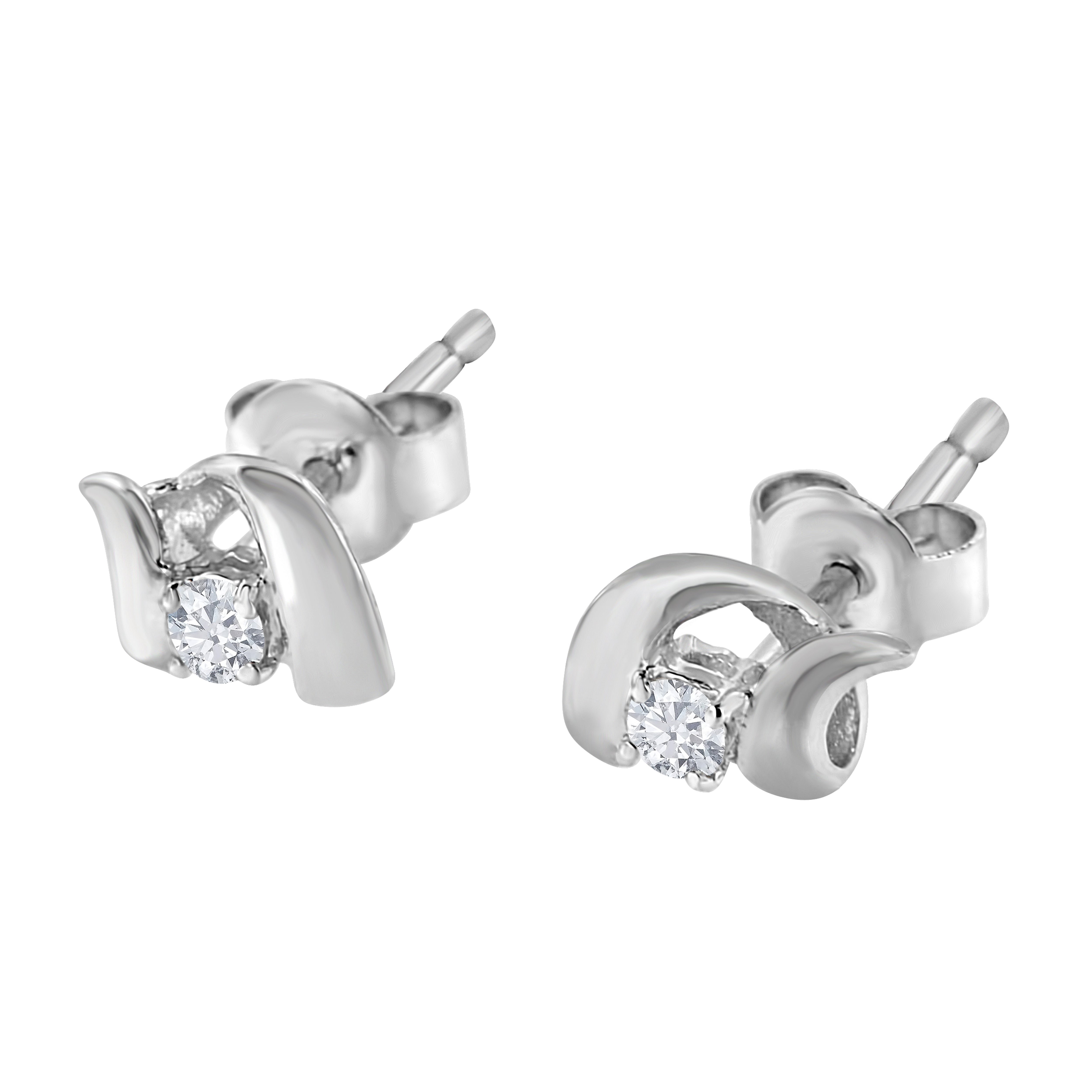 .925 Sterling Silver Round Cut Diamond Fashion Stud Earrings 0.10 cttw, I-J Color, I2-I3 Clarity on sale at MyriadMart