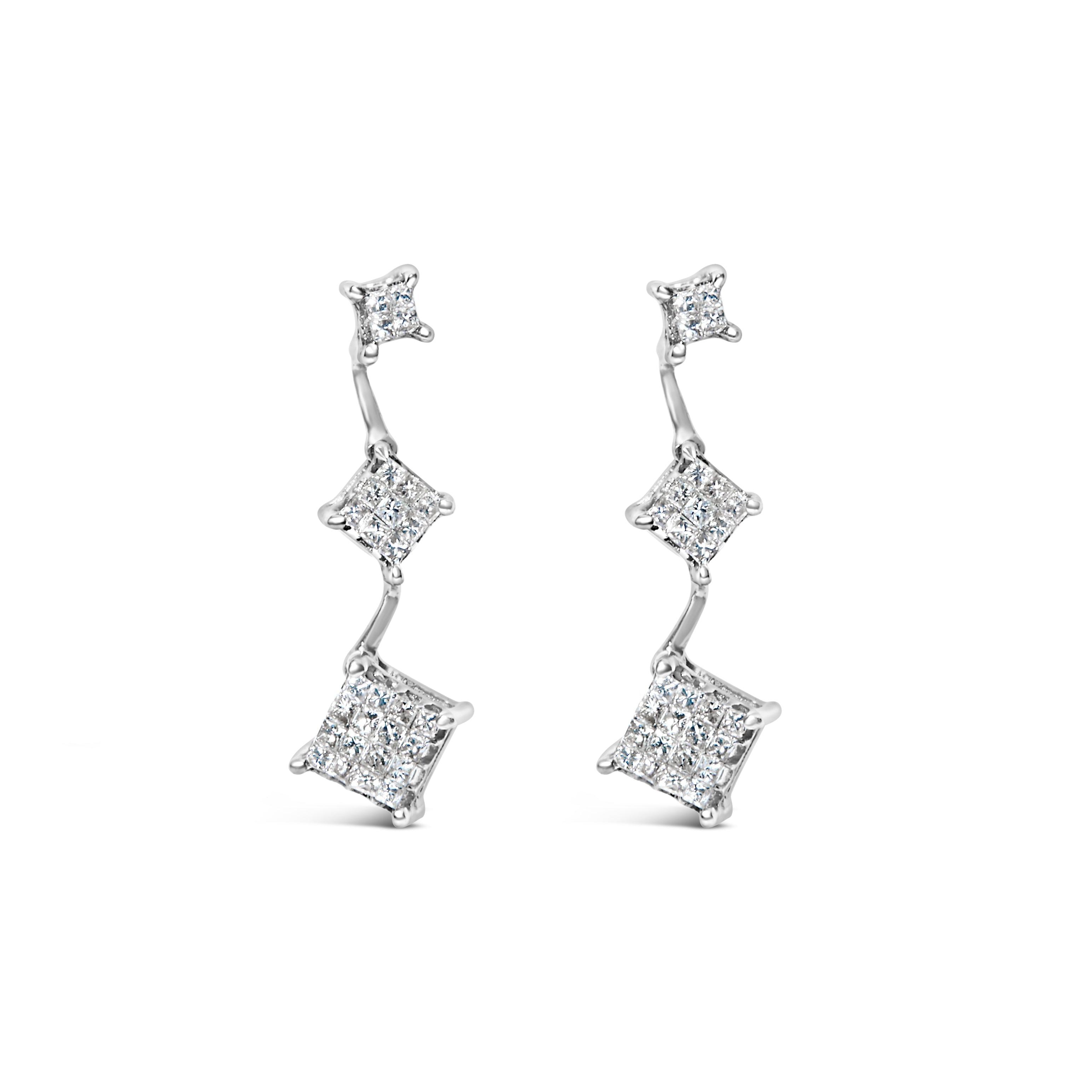 14K White Gold 1 cttw Princess Cut Diamond Earrings G-H, VS1-VS2 on sale at MyriadMart
