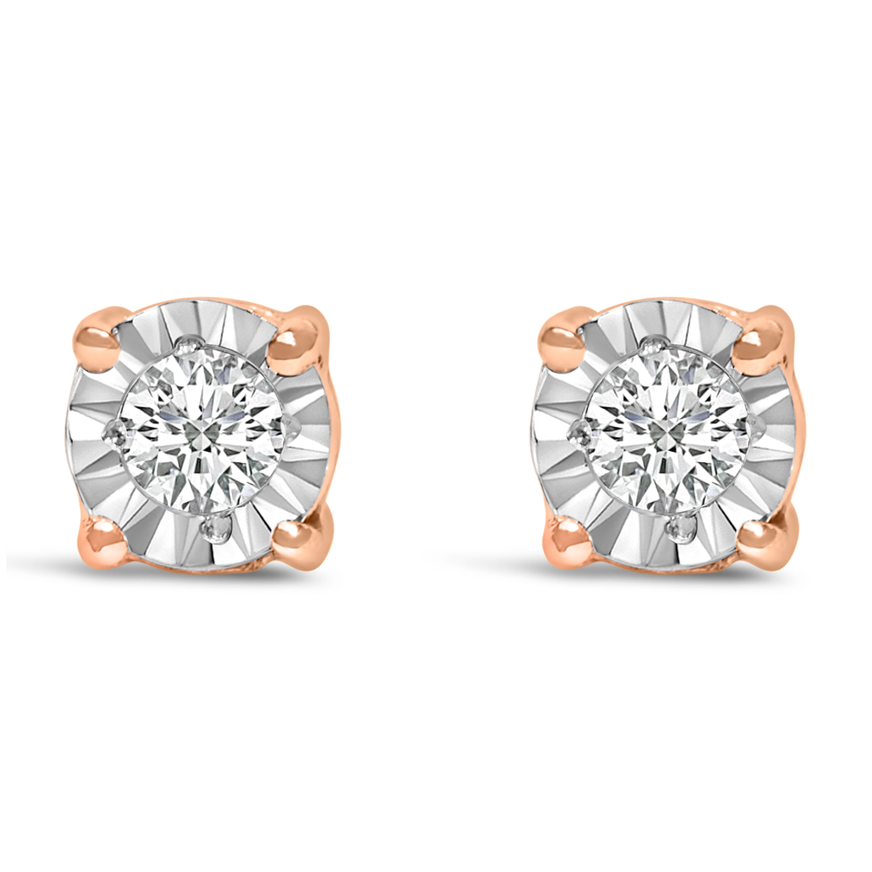 .925 Sterling Silver 1/10 Cttw Round Brilliant-Cut Lab Grown Diamond Miracle-Set Stud Earrings F-G Color, VS1-VS2 Clarity on sale at MyriadMart