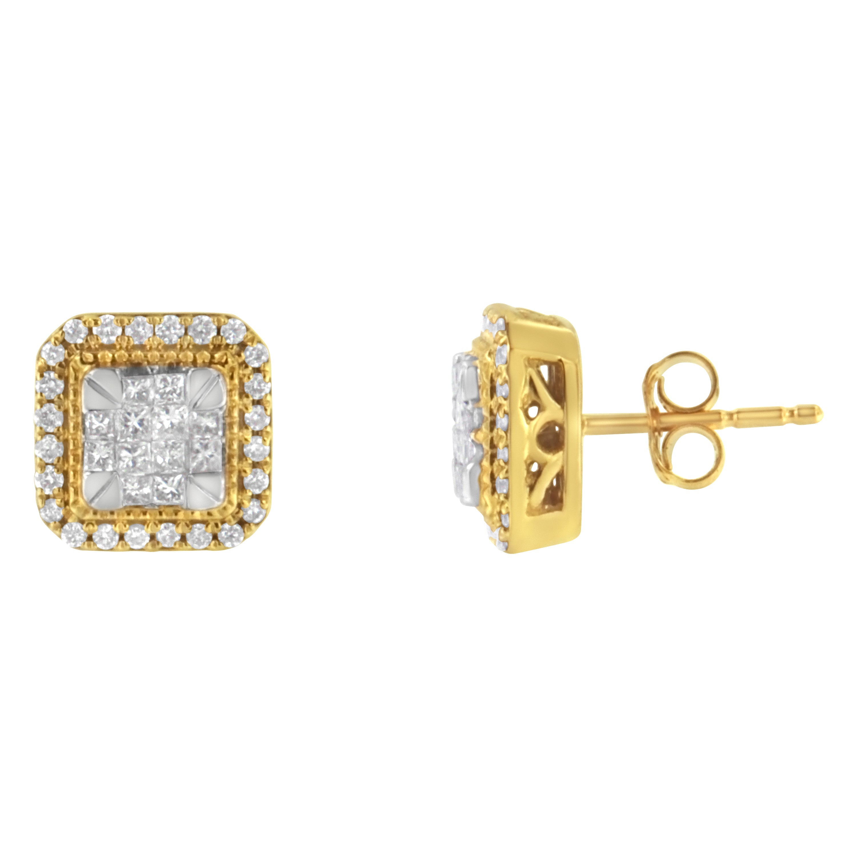 10KT Yellow Gold Diamond Stud Earrings 1/2 cttw, H-I Color, SI2-I1 Clarity on sale at MyriadMart