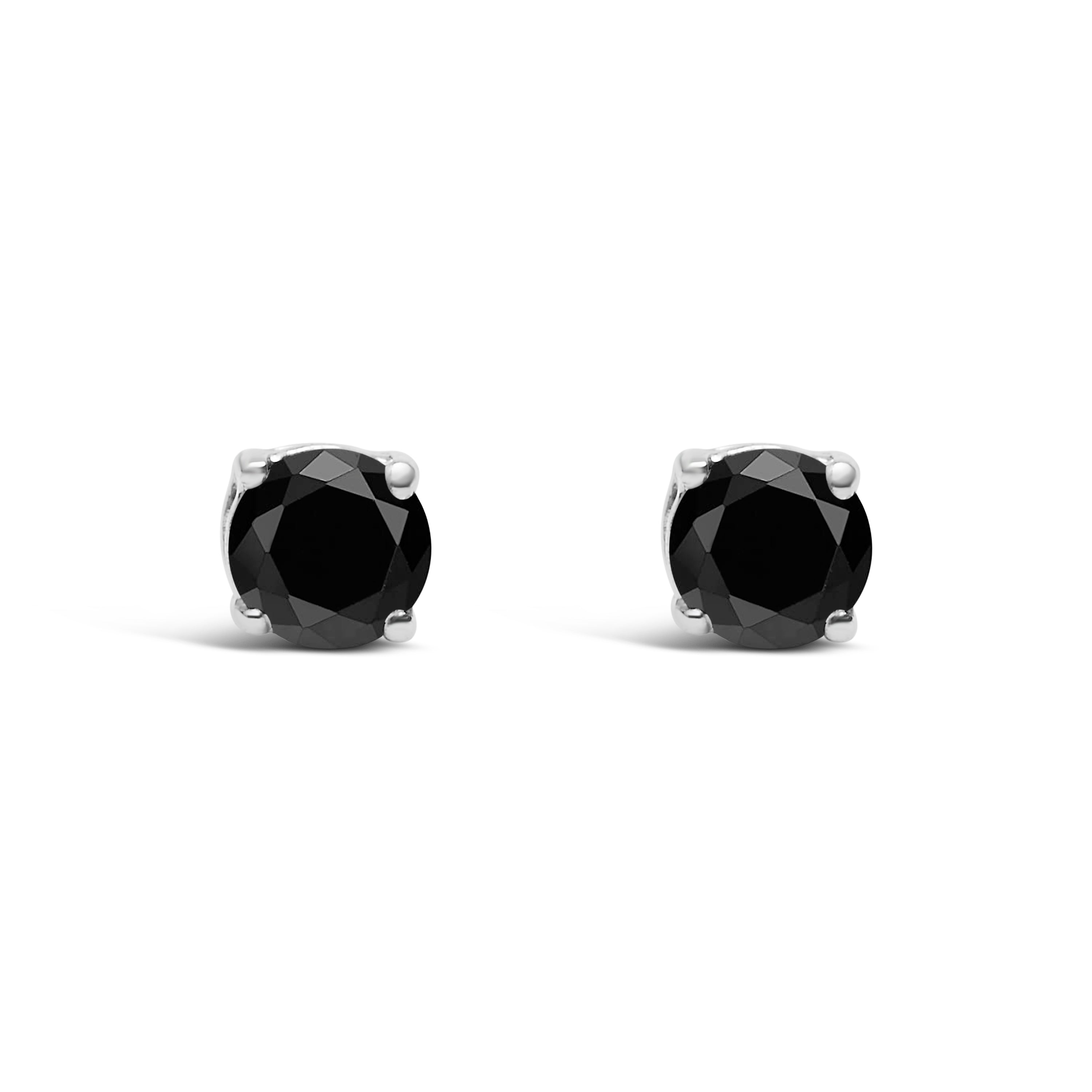 .925 Sterling Silver 1/2 Cttw Black Diamond Solitaire Stud Earrings on sale at MyriadMart