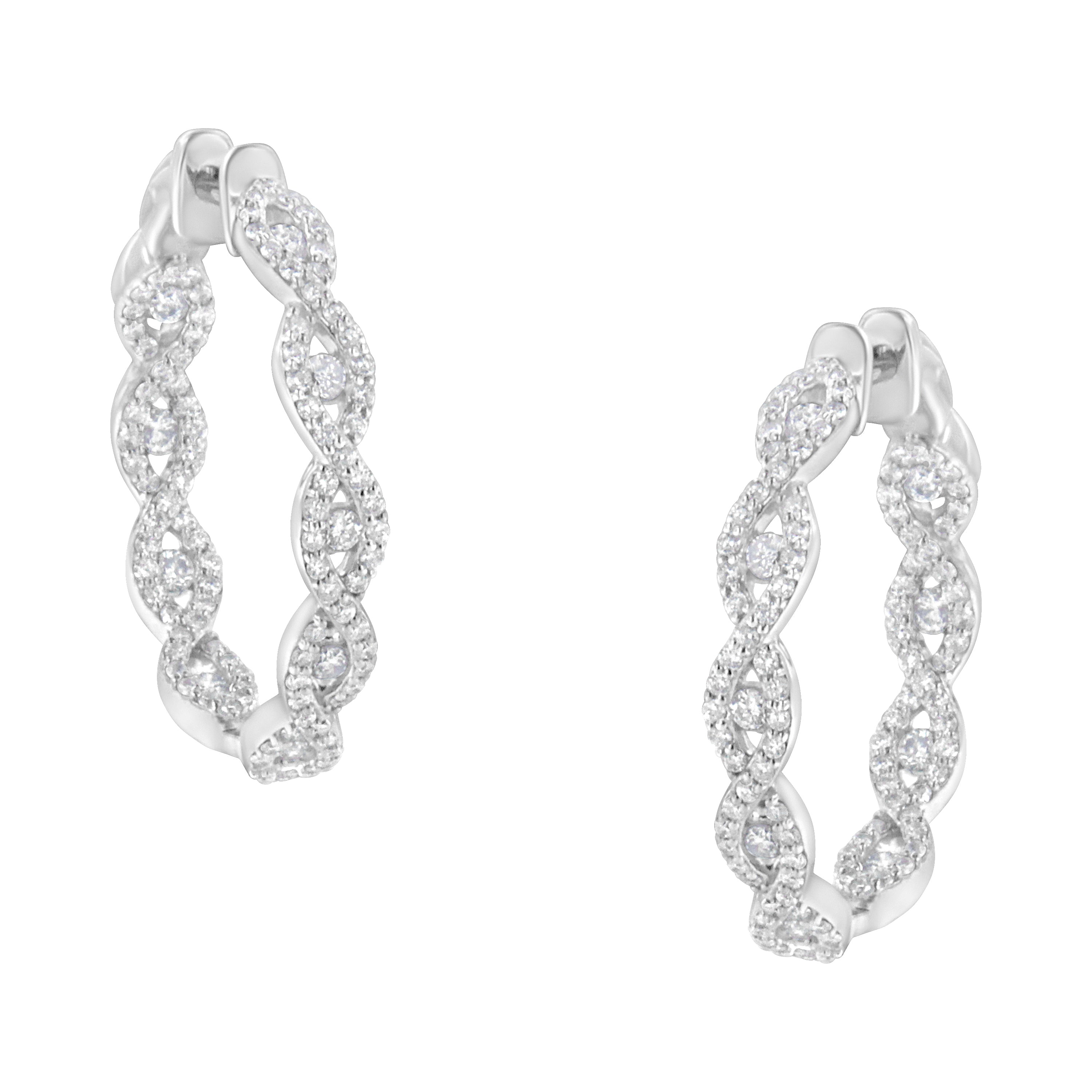 10K White Gold Diamond Hoop Earrings 1 1/2 cttw, H-I Color, I1-I2 Clarity on sale at MyriadMart
