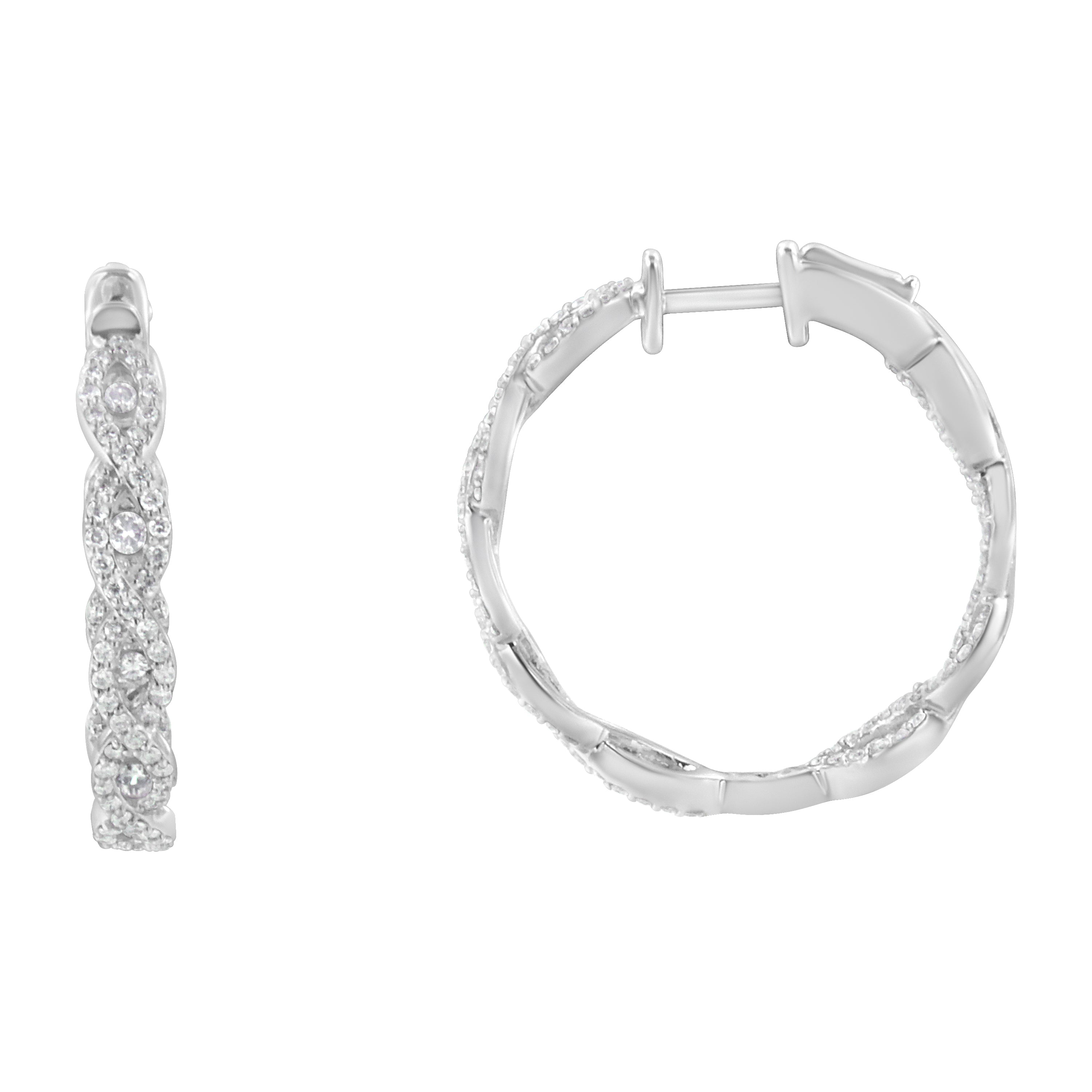 10K White Gold Diamond Hoop Earrings 1 1/2 cttw, H-I Color, I1-I2 Clarity on sale at MyriadMart