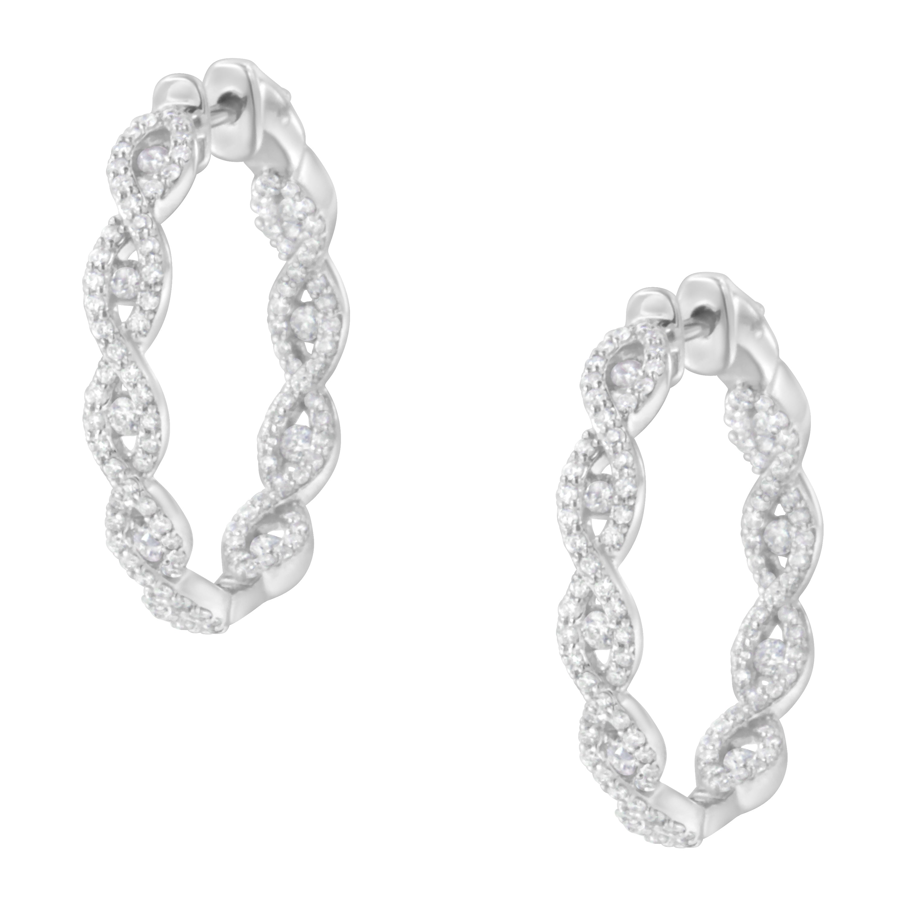 10K White Gold Diamond Hoop Earrings 1 1/2 cttw, H-I Color, I1-I2 Clarity on sale at MyriadMart