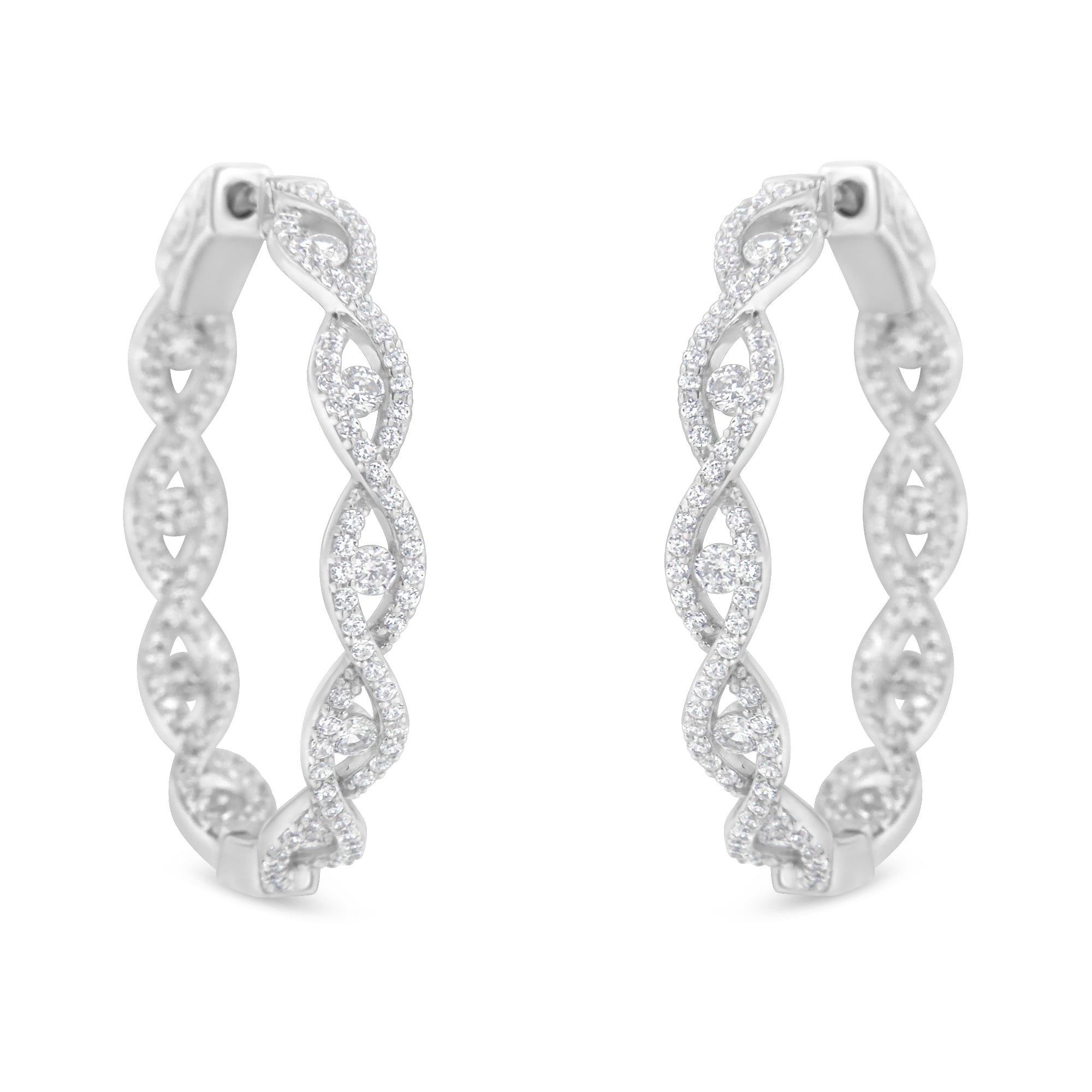 10K White Gold Diamond Hoop Earrings 1 1/2 cttw, H-I Color, I1-I2 Clarity on sale at MyriadMart