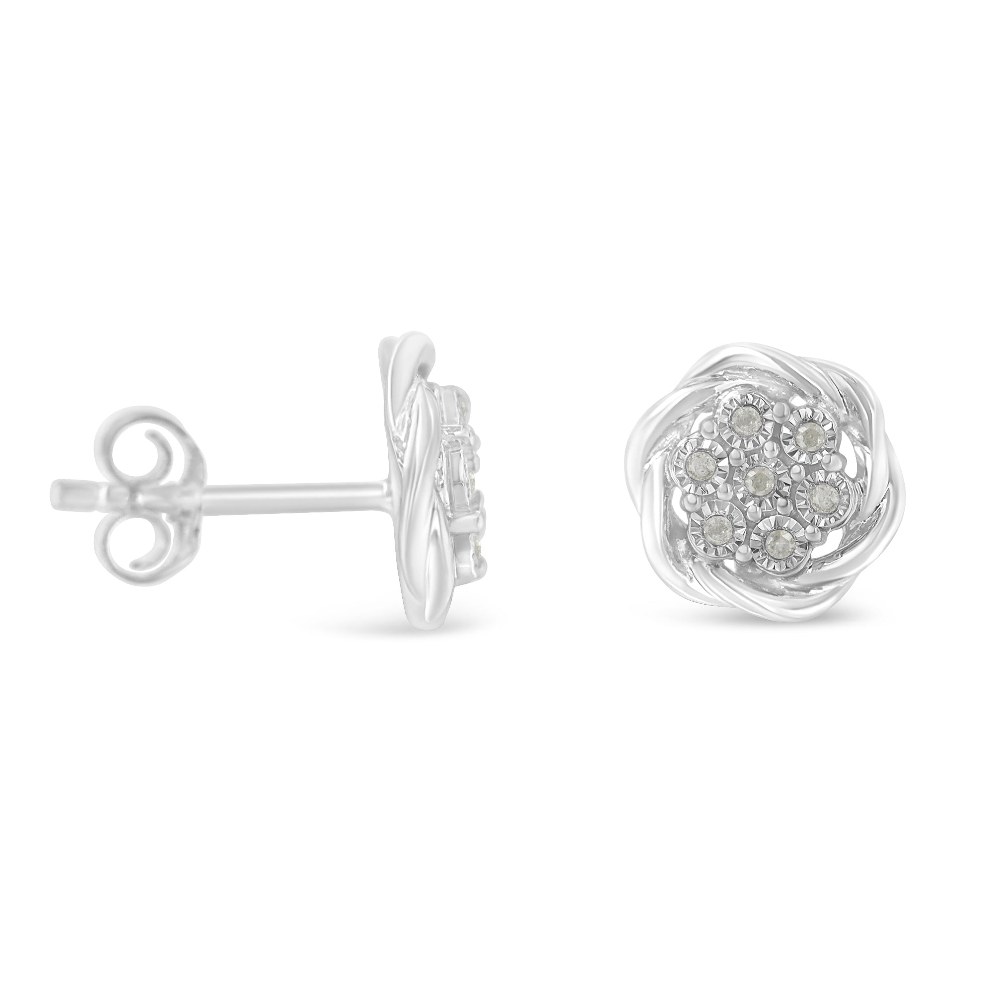 Sterling Silver Diamond Swirl Cluster Stud Earrings 1/6 cttw, I-J Color, I2-I3 Clarity on sale at MyriadMart