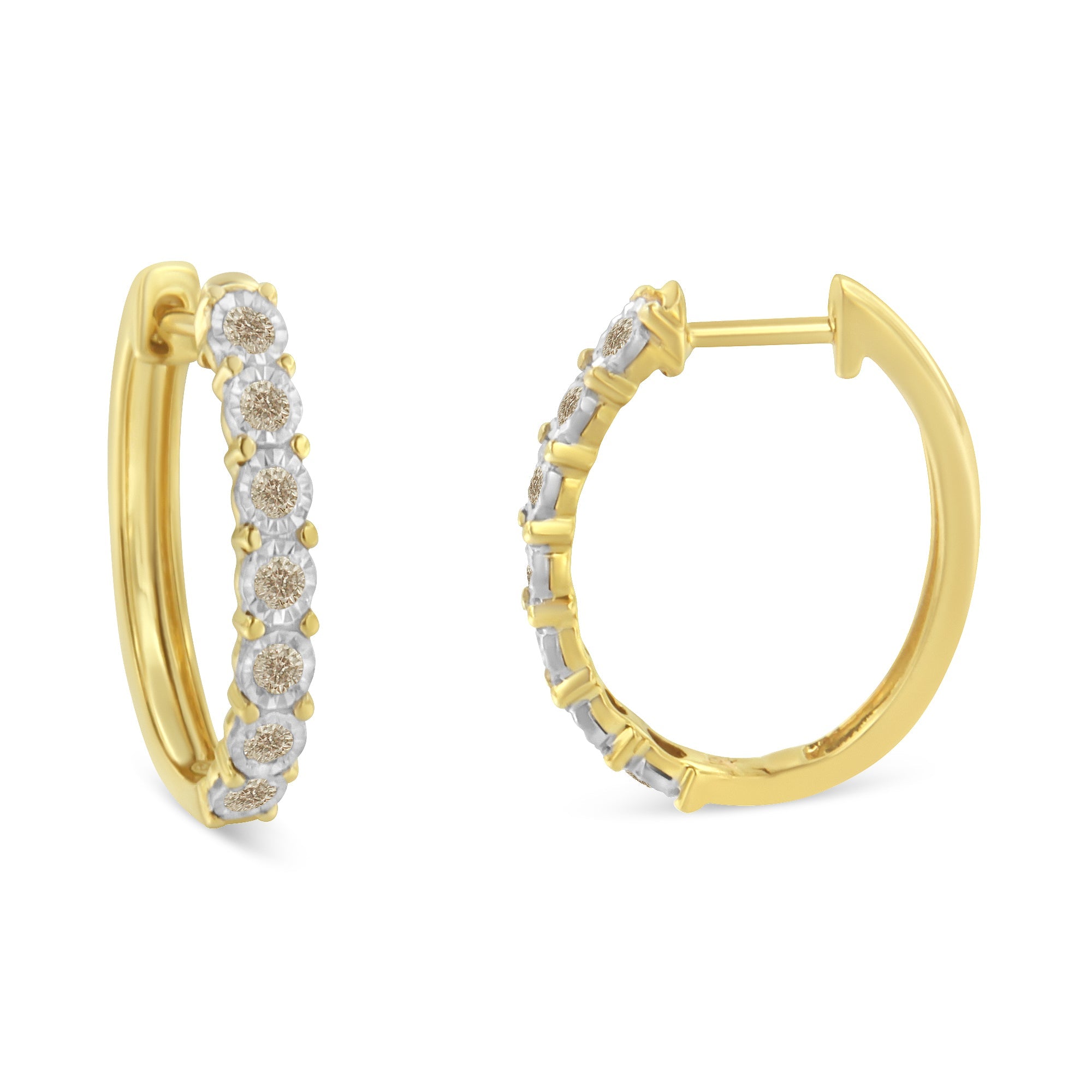 10KT Two-Toned Gold Diamond Hoop Earring 1/2 cttw, J-K Color, I2-I3 Clarity on sale at MyriadMart