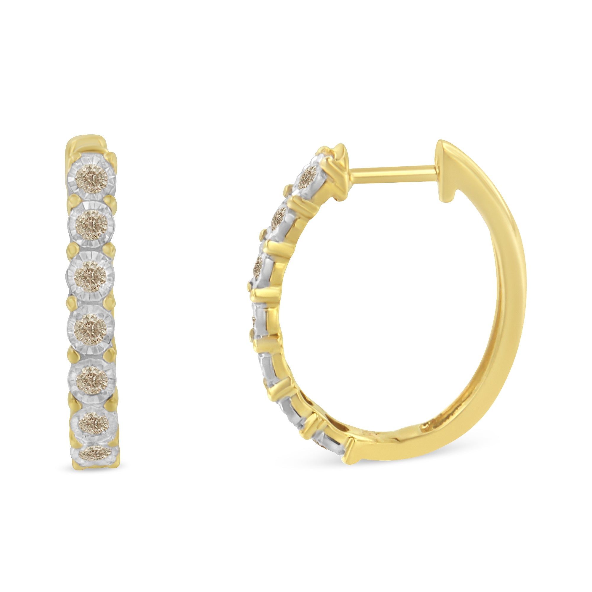 10KT Two-Toned Gold Diamond Hoop Earring 1/2 cttw, J-K Color, I2-I3 Clarity on sale at MyriadMart