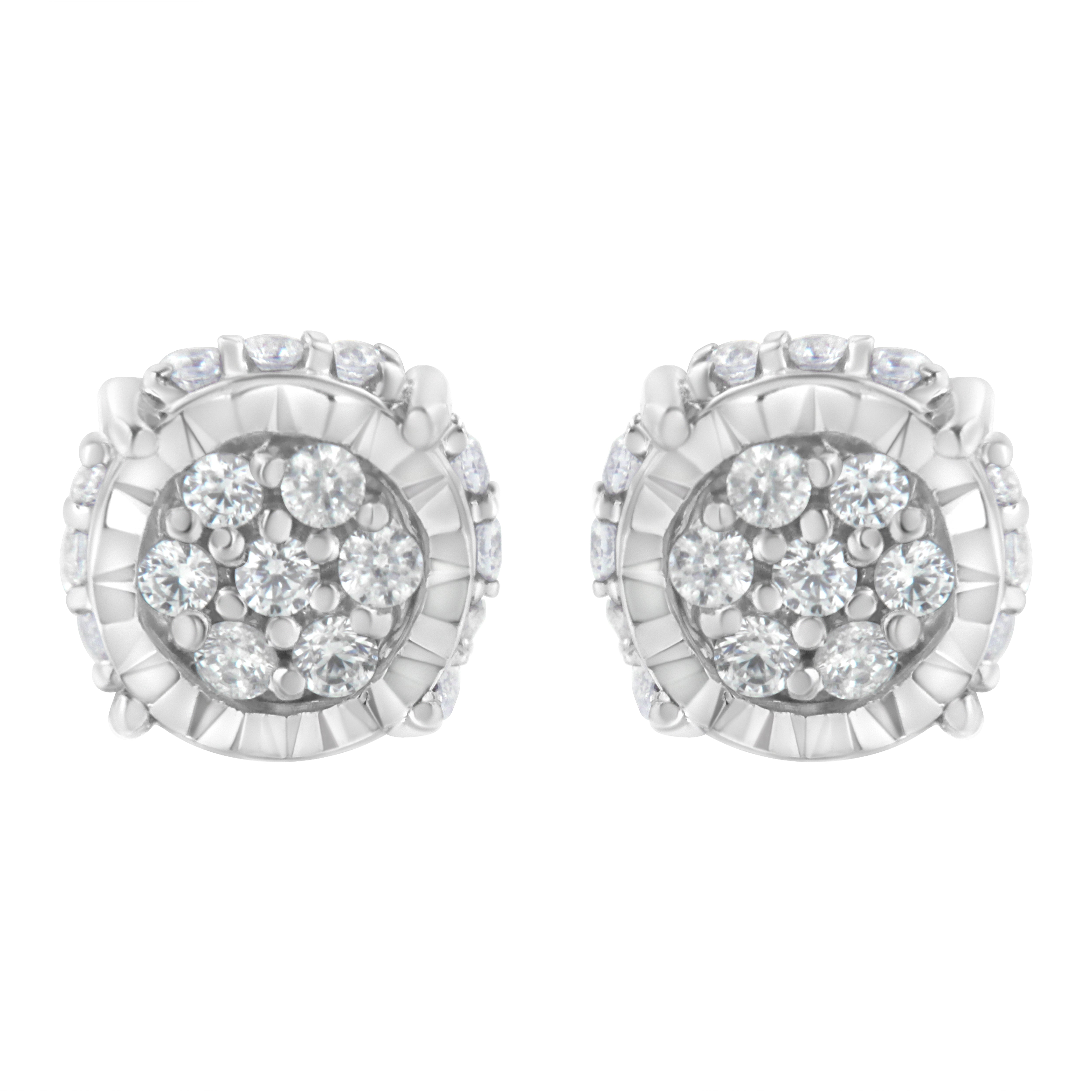 .925 Sterling Silver 1/3 cttw Round-cut Diamond Floral Stud Earring I-J Clarity, I3 Color on sale at MyriadMart