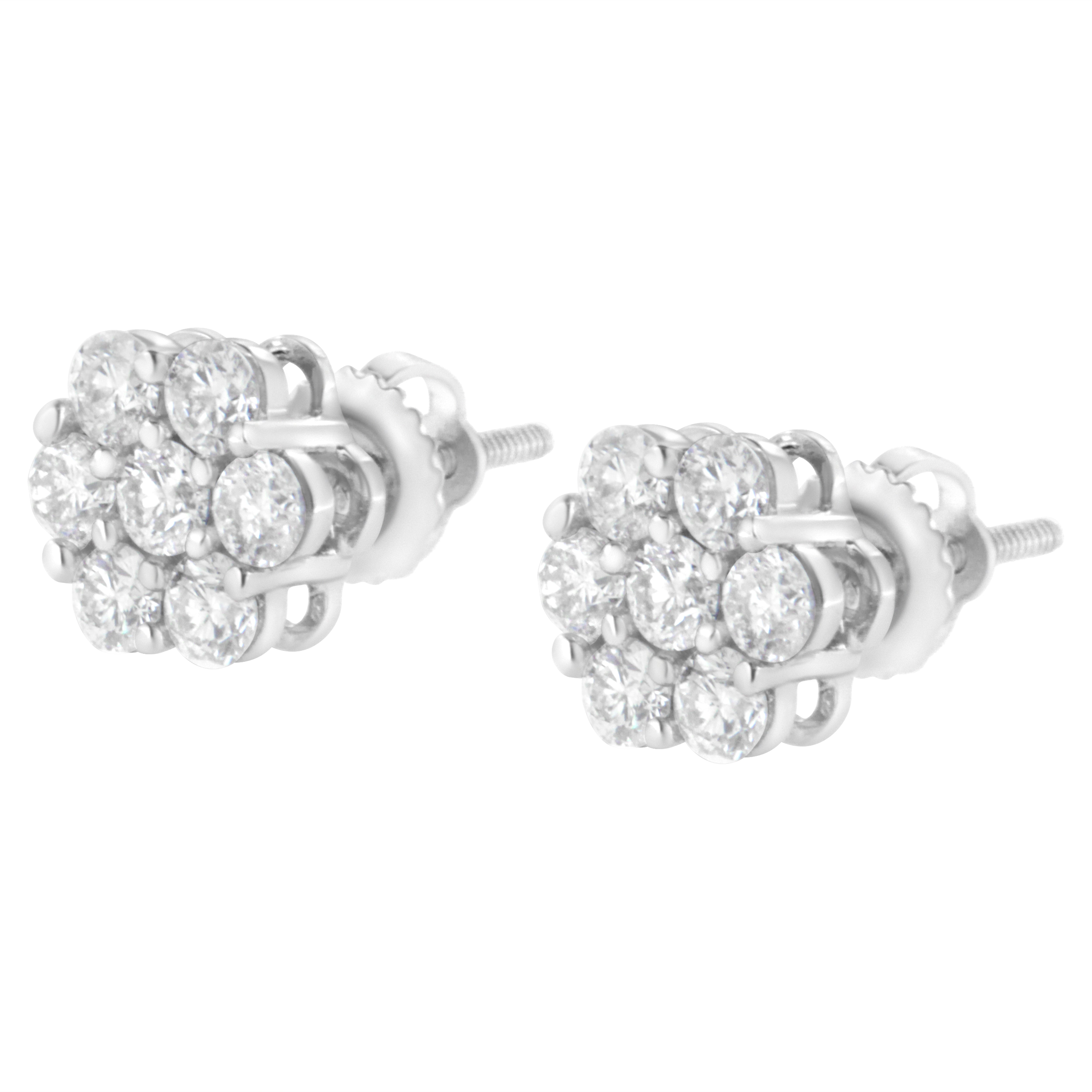 14KT White Gold 1 cttw Diamond Composite Stud Earrings I-J, SI2-I1 on sale at MyriadMart