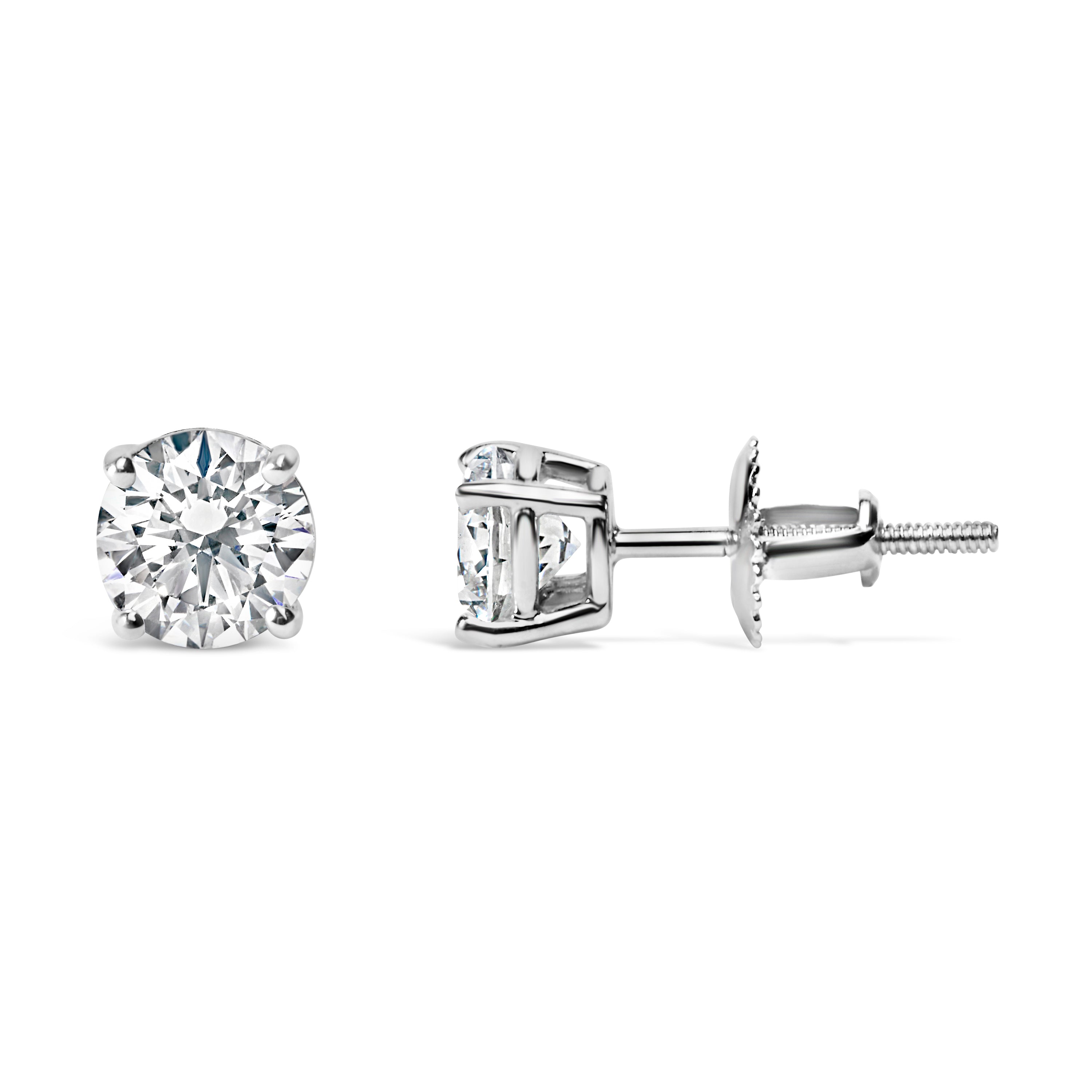 14K White Gold 3.0 Cttw Lab Grown Diamond Solitaire Stud Earrings on sale at MyriadMart