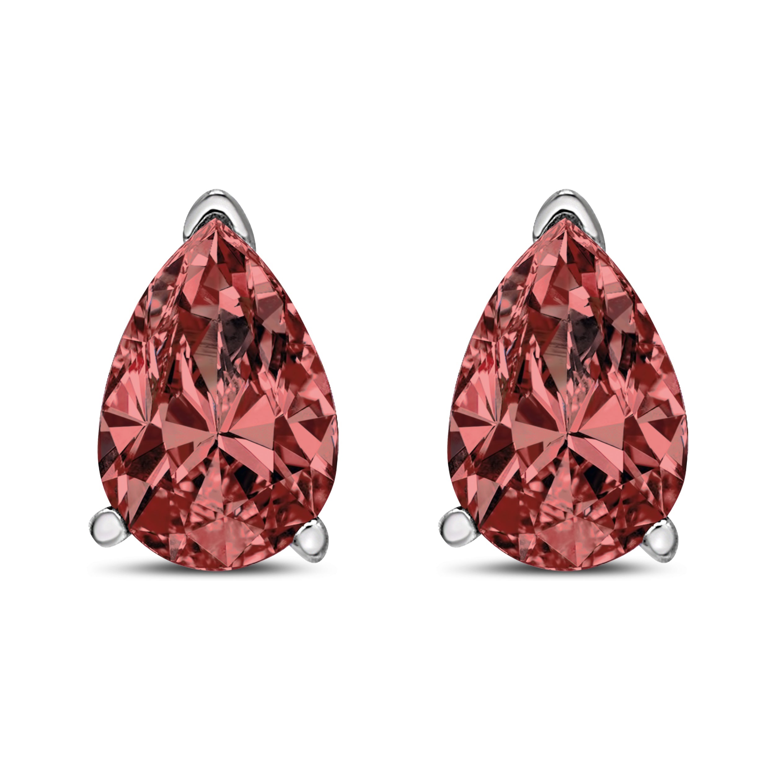 14K White Gold 1/2 Cttw Lab Grown Pink Pear Diamond 3 Prong Set Martini Solitaire Stud Earrings Pink Color, VS2-SI1 Clarity on sale at MyriadMart