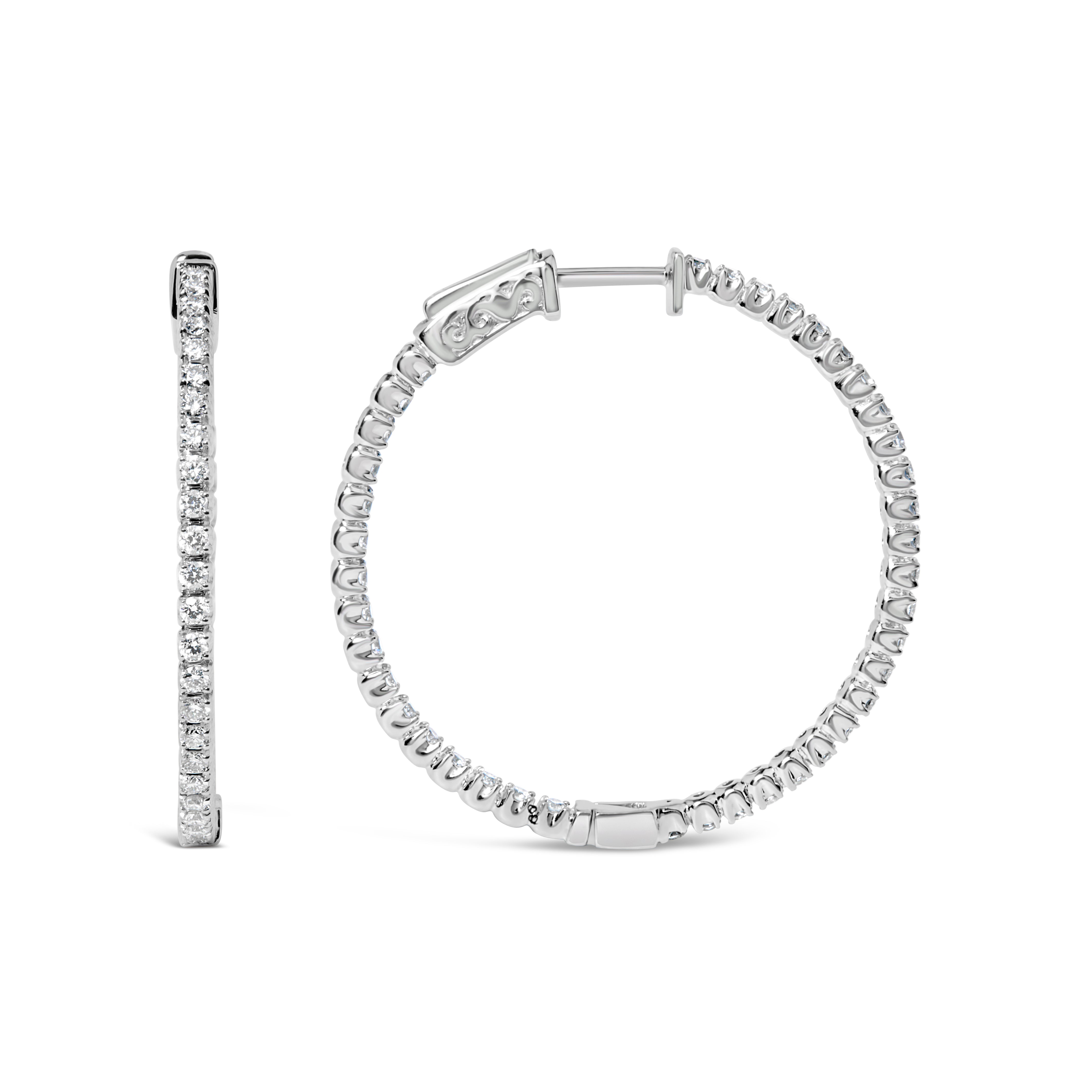 14K White Gold 1 1/2 Cttw Lab Grown Diamond Inside Out Hoop Earrings G-H Color, VS2-SI1 Clarity on sale at MyriadMart