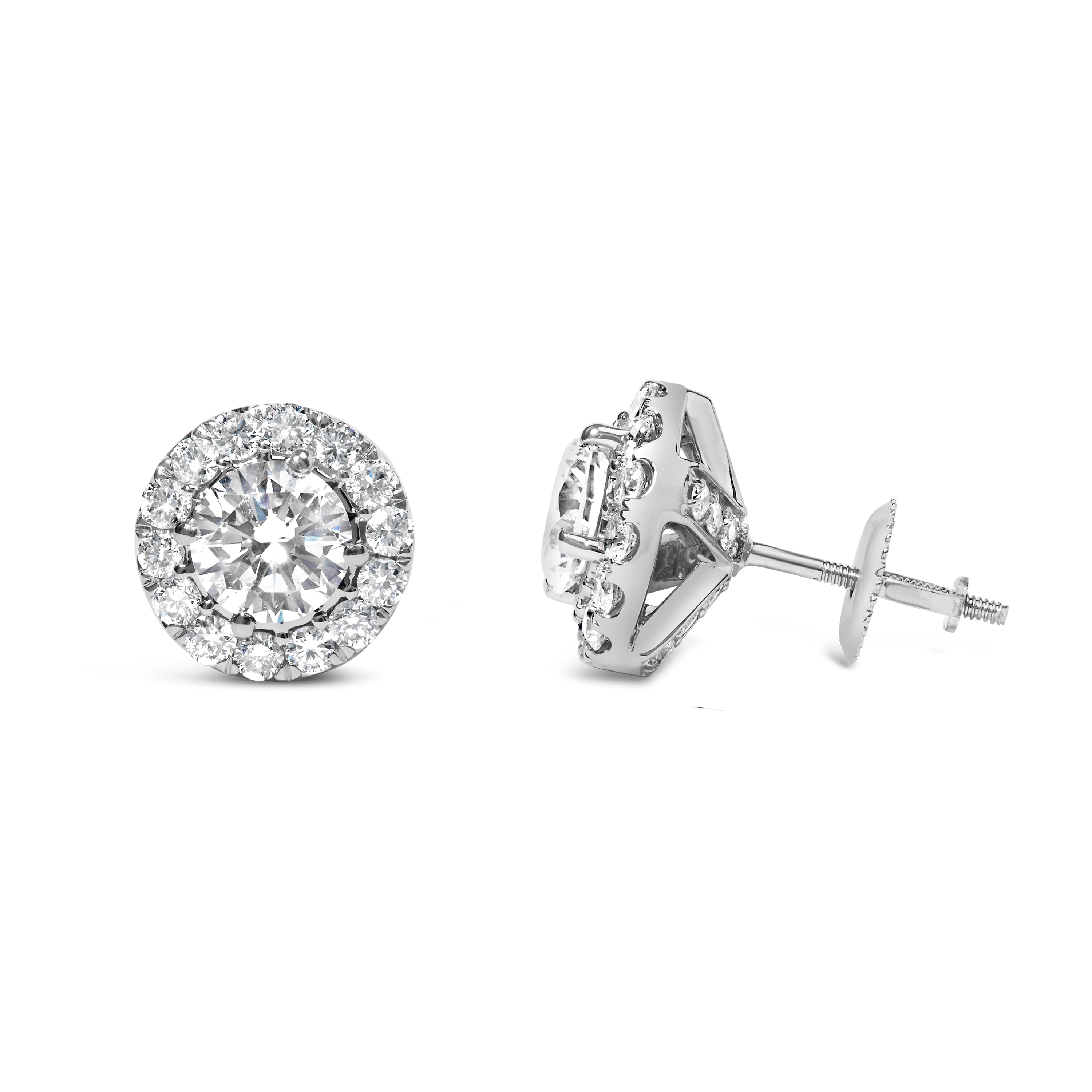 14K White Gold 3.0 Cttw Lab-Grown Diamond Hidden Halo Stud Earrings on sale at MyriadMart