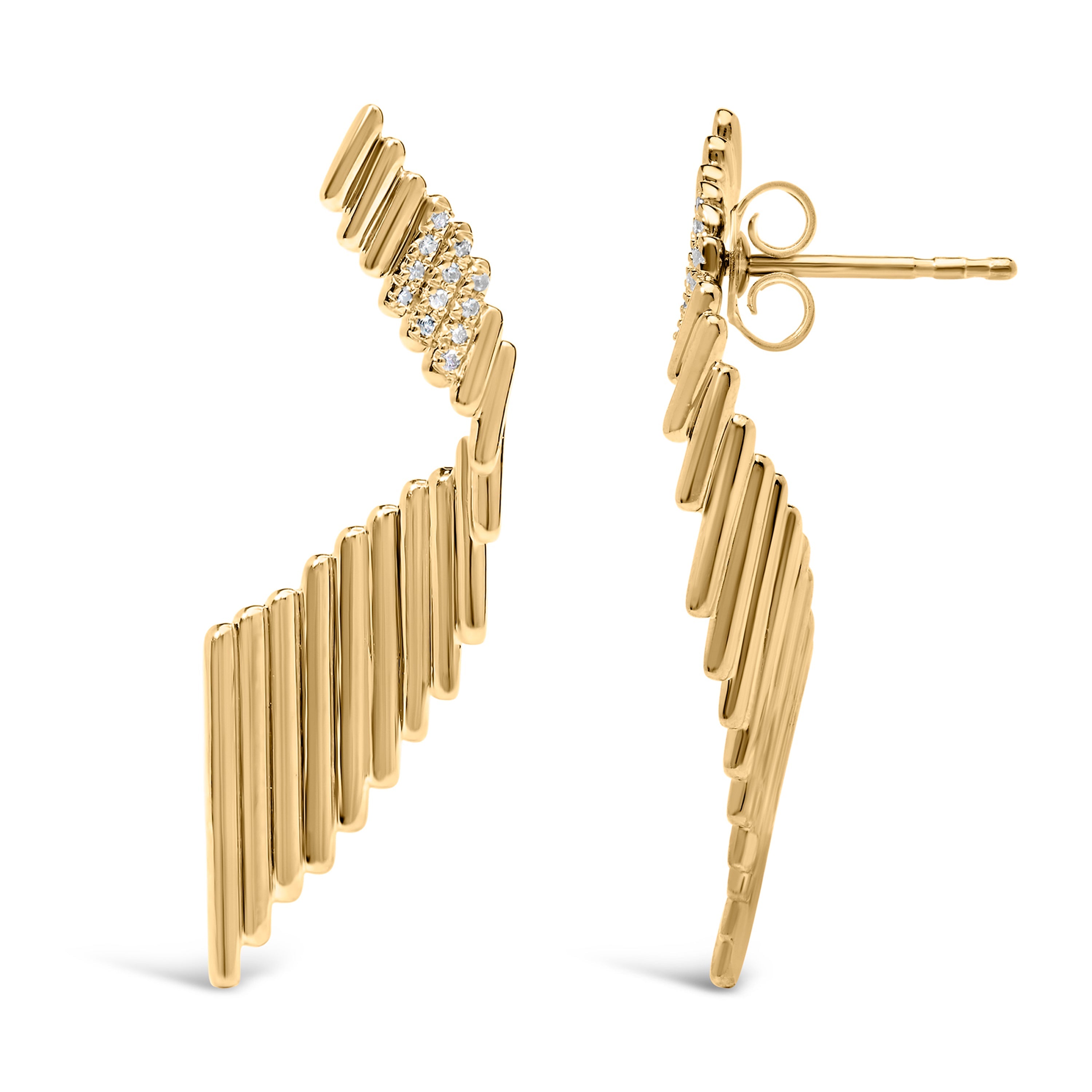 14K Yellow Gold Plated .925 Sterling Silver Sculpted Diamond Accent Drop Earrings H-I Color, I1-I2 Clarity on sale at MyriadMart