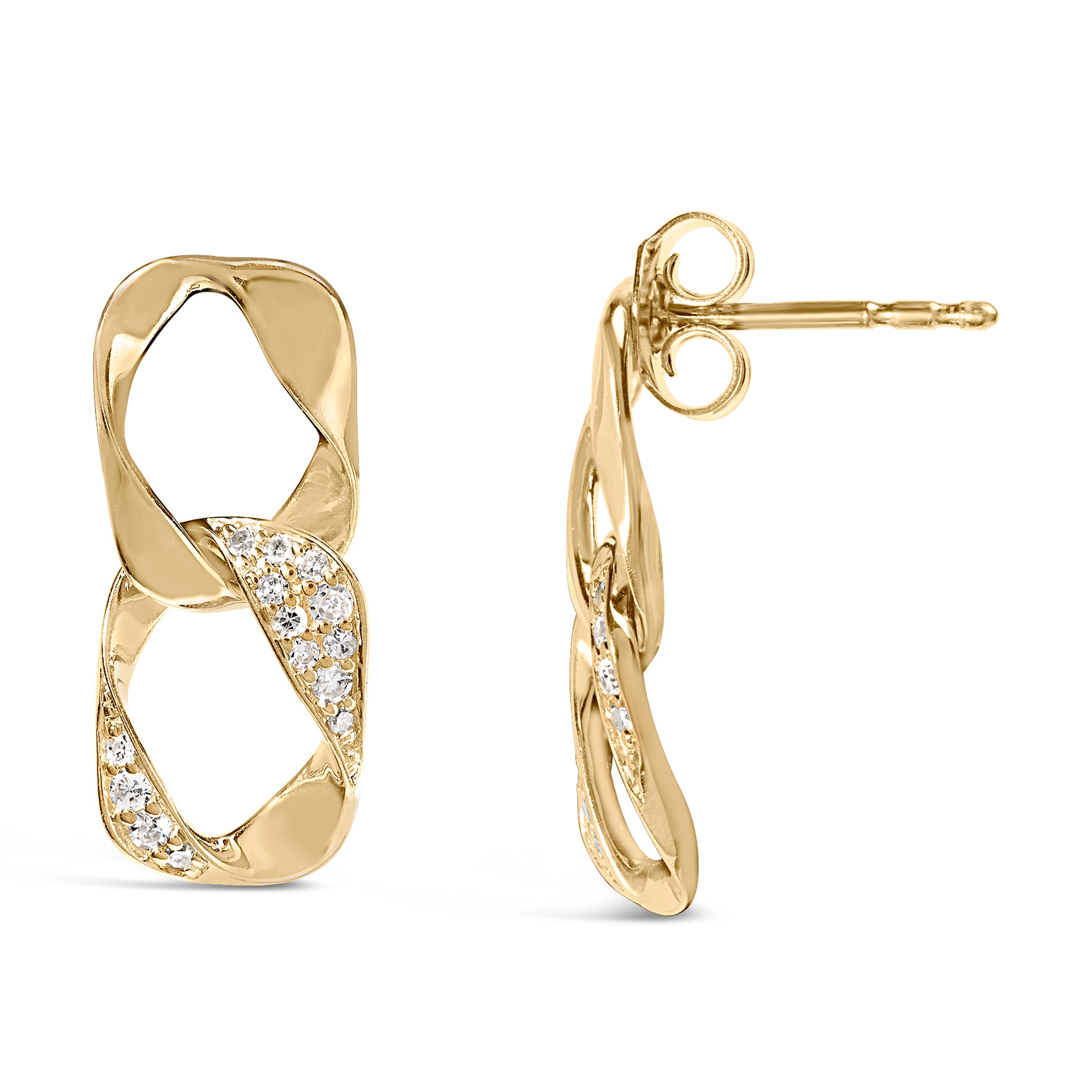 14K Yellow Gold Plated .925 Sterling Silver Open Link 1/5 Cttw Diamond Drop Earrings H-I Color, I1-I2 Clarity on sale at MyriadMart
