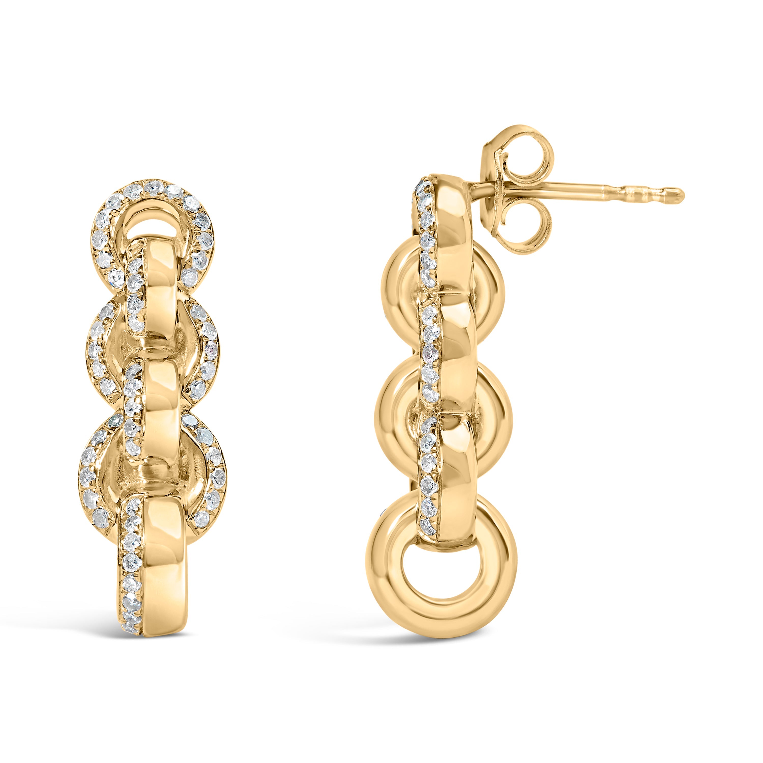 14K Yellow Gold Plated .925 Sterling Silver 1/2 Cttw Diamond Chain Link Drop Earrings H-I Color, I1-I2 Clarity on sale at MyriadMart