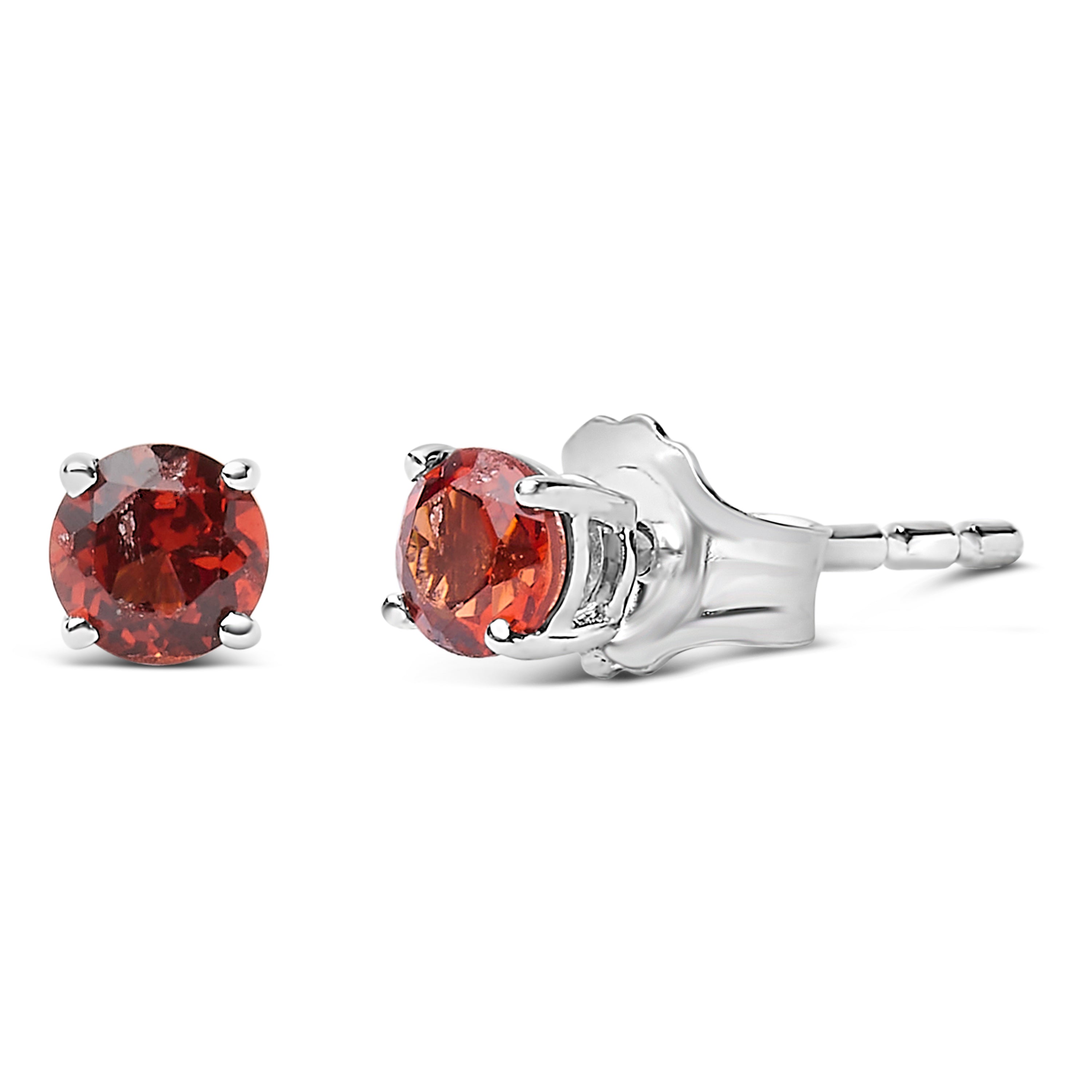 .925 Sterling Silver 3.5 MM Created Round Red Garnet Solitaire Stud Earrings on sale at MyriadMart