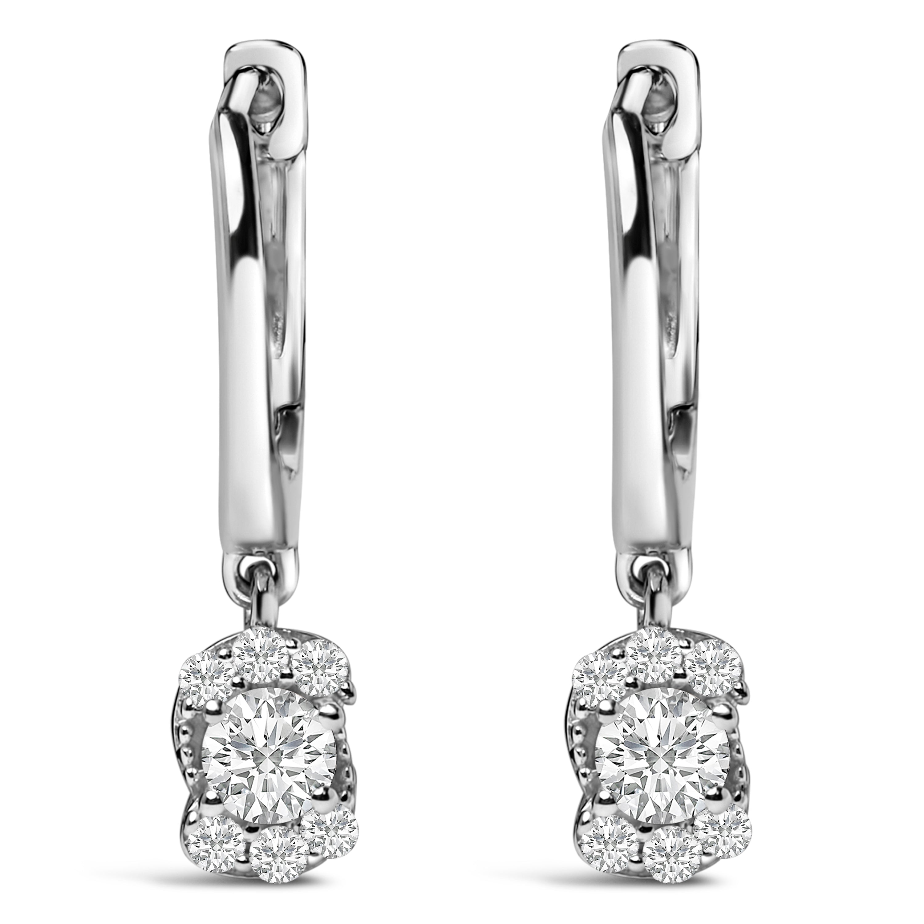 Sterling Silver 1/2 Cttw Lab Grown Diamond Floral Cluster Drop Earrings on sale at MyriadMart