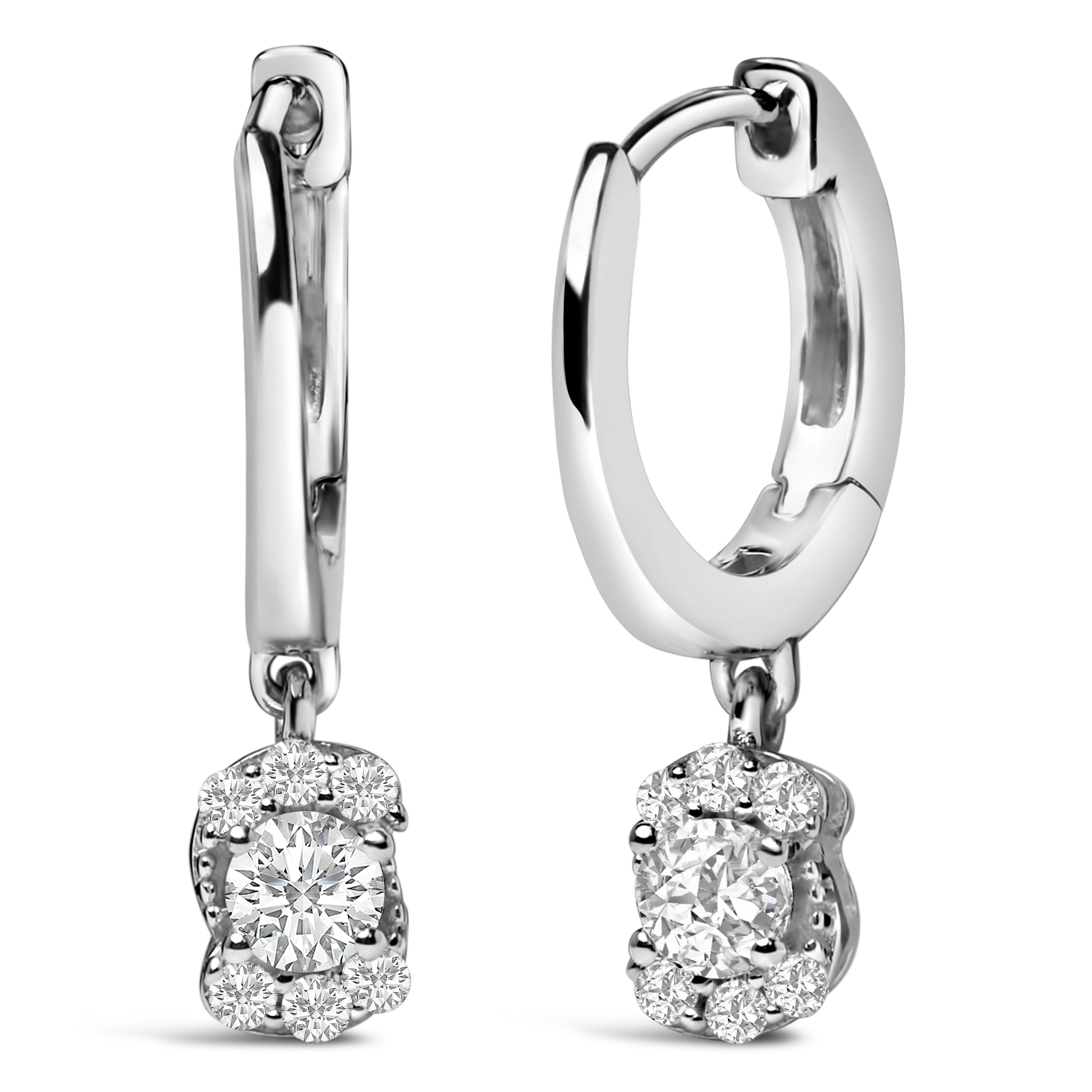 Sterling Silver 1/2 Cttw Lab Grown Diamond Floral Cluster Drop Earrings on sale at MyriadMart