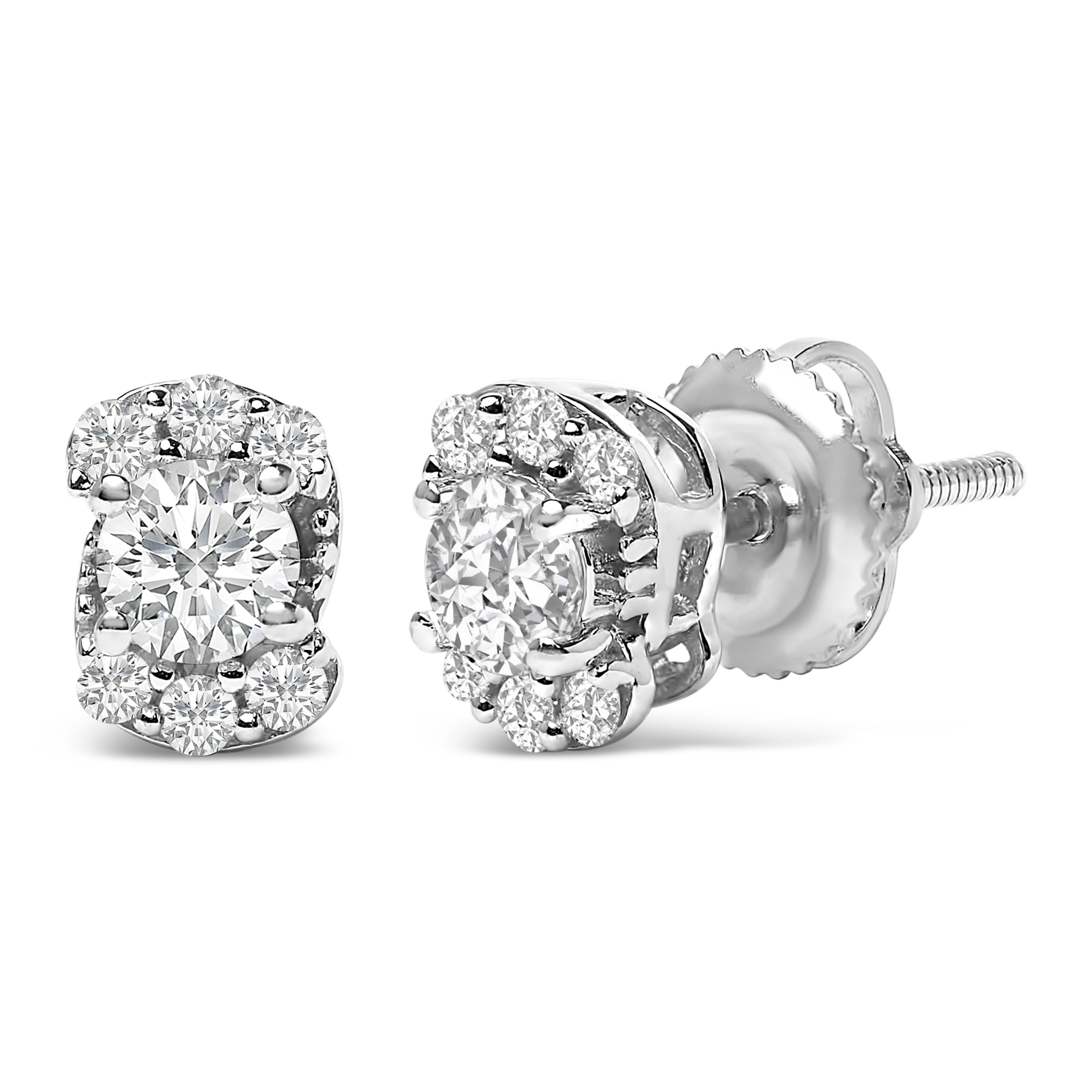 Sterling Silver 1/3 Cttw Lab Grown Diamond Halo Swirl Stud Earrings on sale at MyriadMart