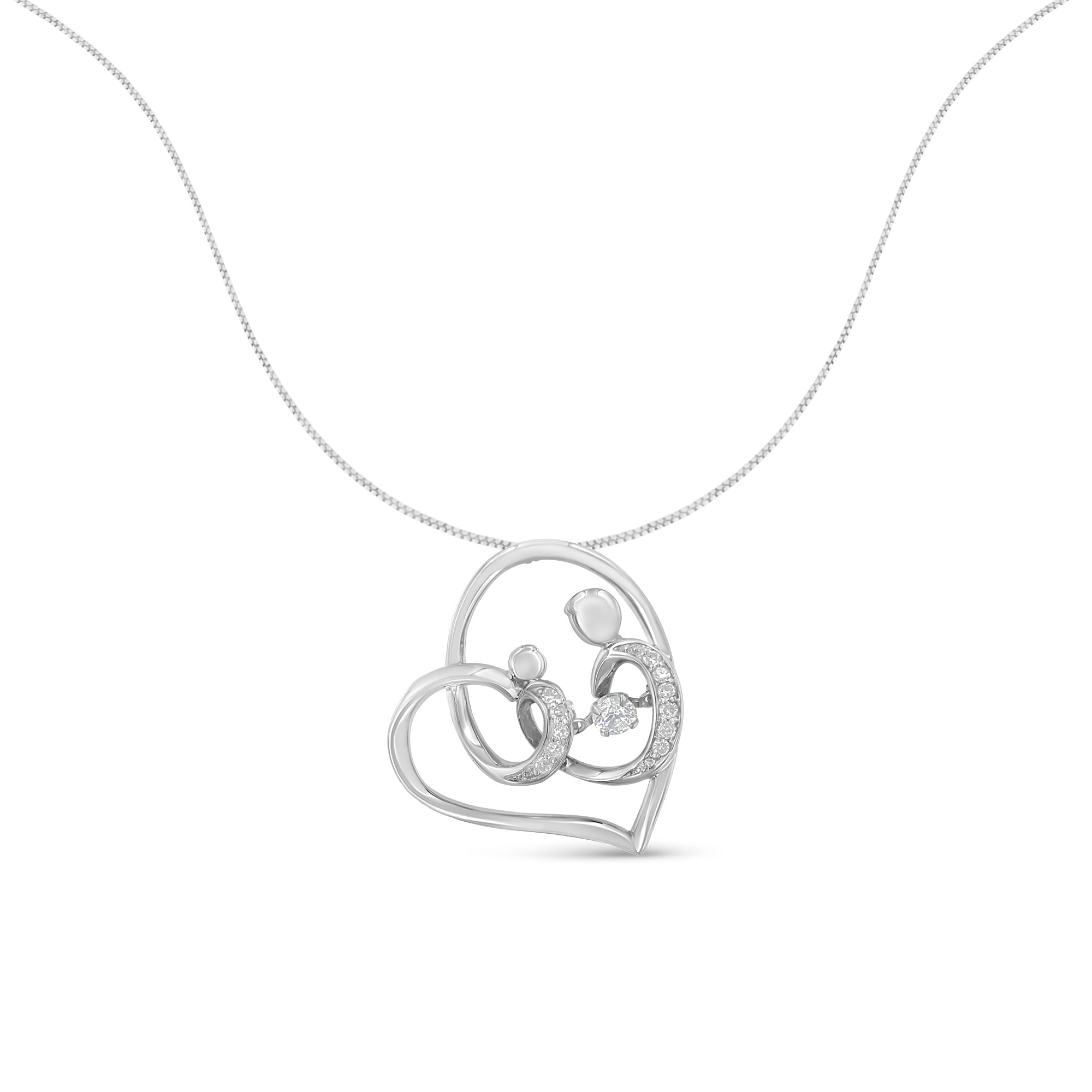 .925 Sterling Silver 1/6 cttw Diamond Heart Pendant Necklace H-I, I1-I2 on sale at MyriadMart