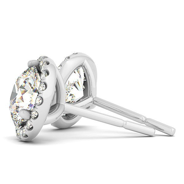 14k White Gold Round Prong Halo Style Earrings 1 cttw on sale at MyriadMart