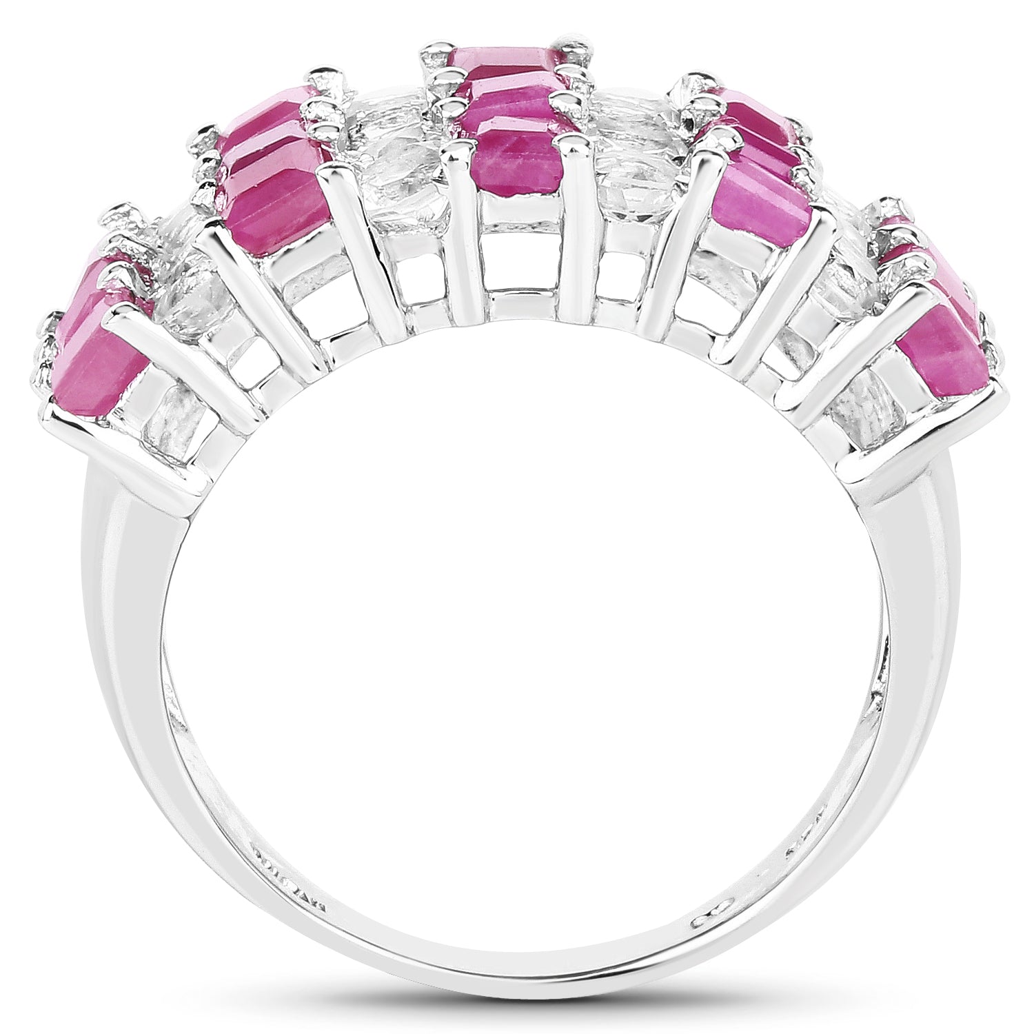 4.14 Carat Genuine Ruby and White Topaz .925 Sterling Silver Ring on sale at MyriadMart