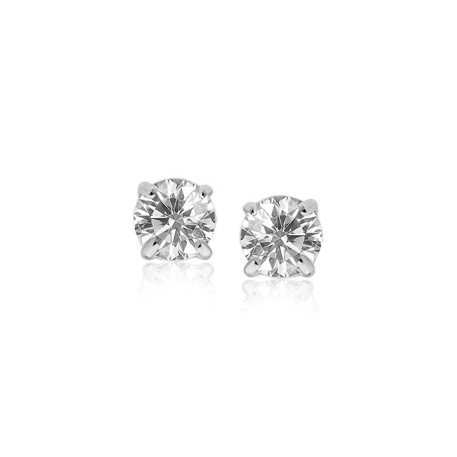 Sterling Silver Stud Earrings with White Hue Faceted Cubic Zirconia on sale at MyriadMart