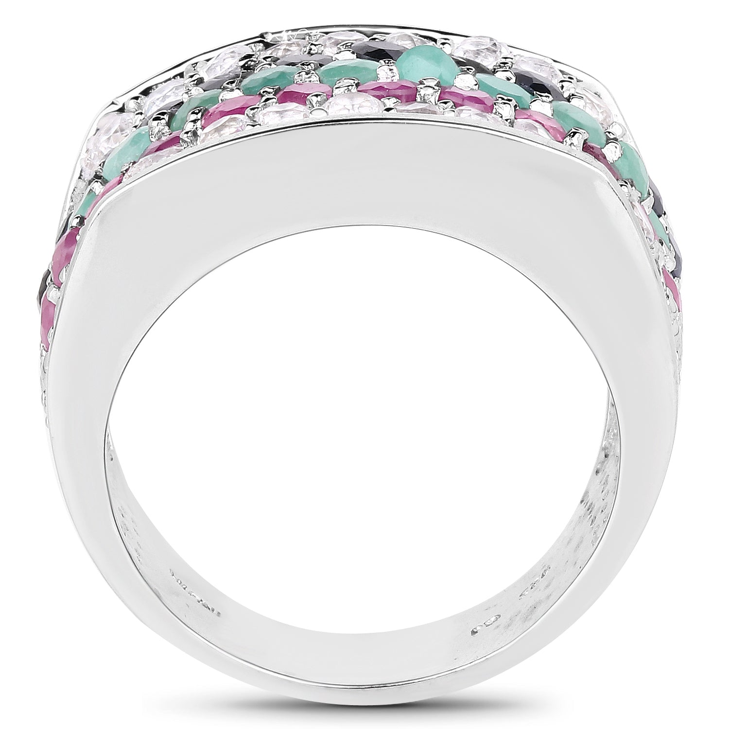 4.28 Carat Genuine Multi Stone .925 Sterling Silver Ring on sale at MyriadMart
