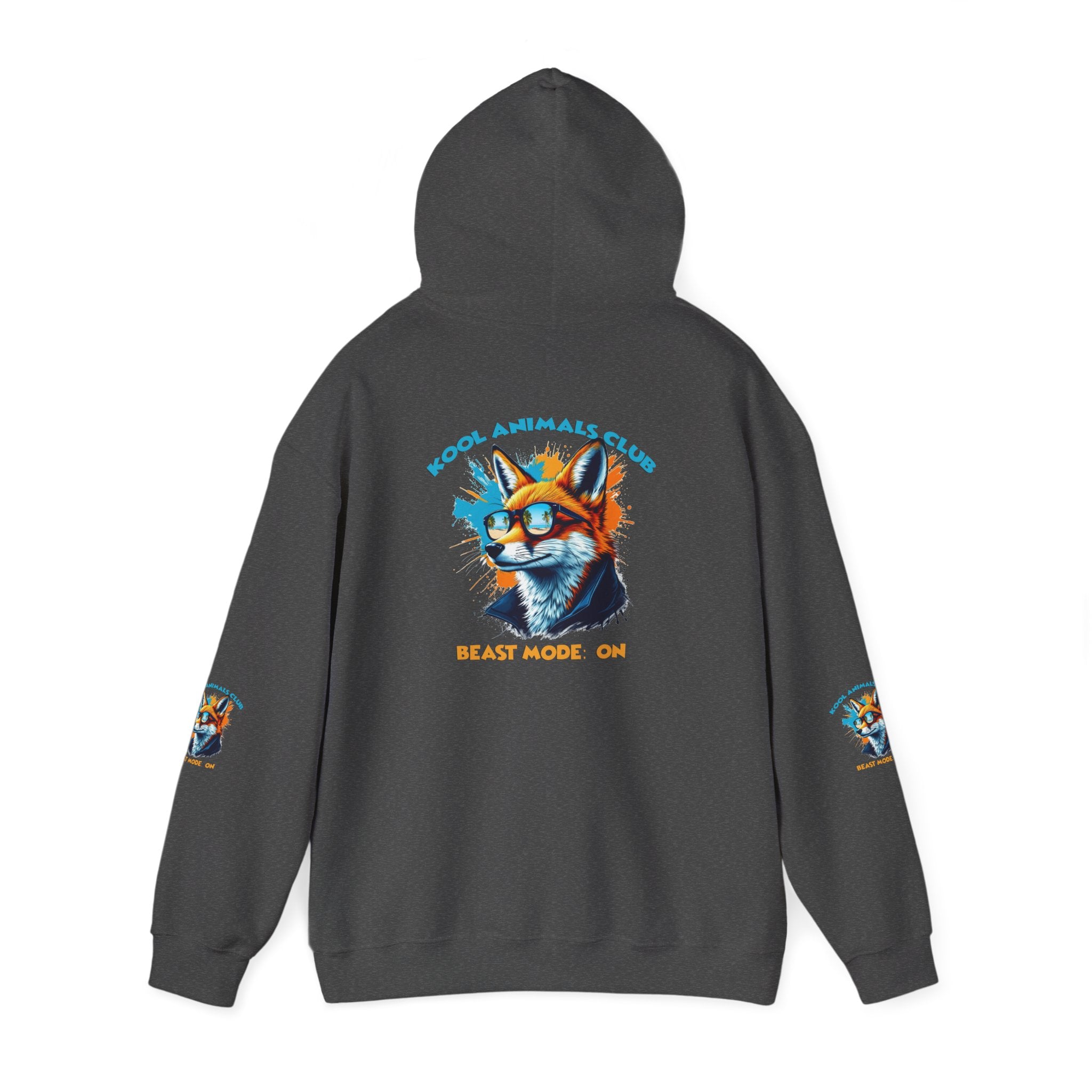 Kool Animals Club Hoodie with Cool Fox in Sunglasses and ‘Beast Mode On’ Design, Unisex Sweatshirt for Animal Lovers, Casual Streetwear, Perfect Gift for Holidays on sale at MyriadMart