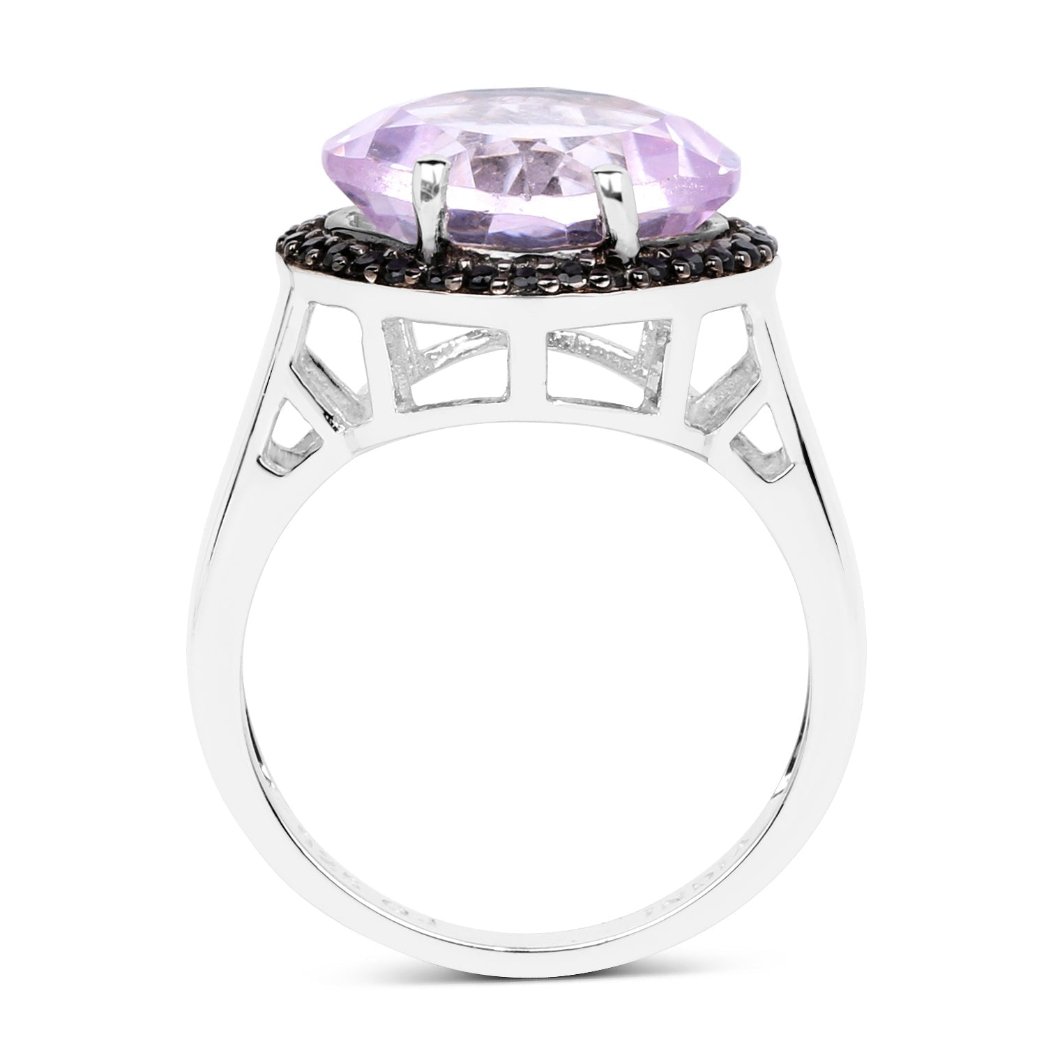 5.50 Carat Genuine Pink Amethyst & Black Spinel .925 Sterling Silver Ring on sale at MyriadMart