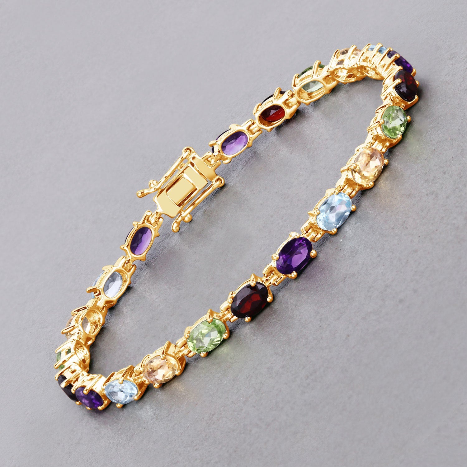 8.96 Carat Genuine Multi Stones .925 Sterling Silver Bracelet on sale at MyriadMart
