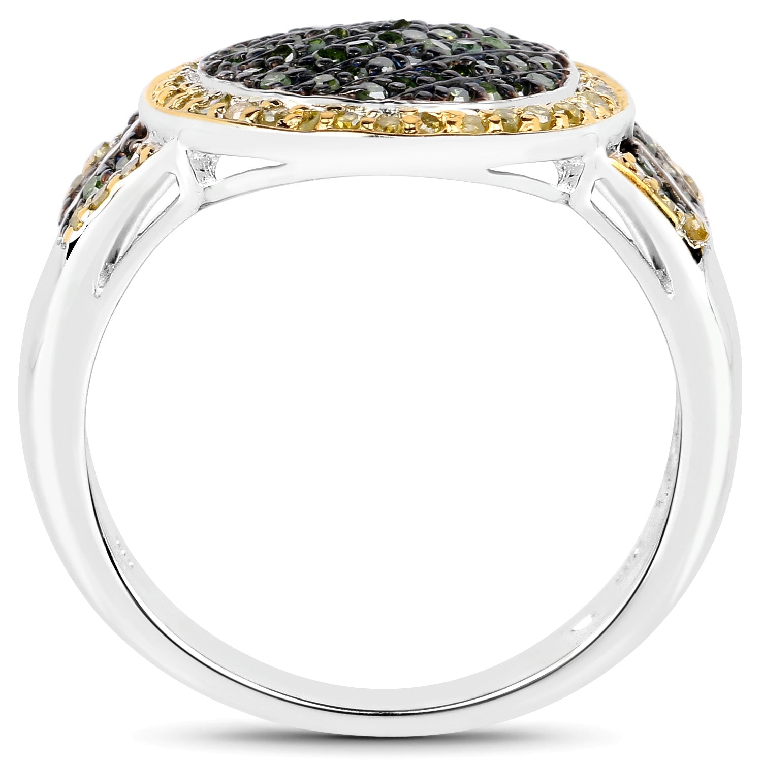 0.44 Carat Genuine Green Diamond and Yellow Diamond .925 Sterling Silver Ring on sale at MyriadMart
