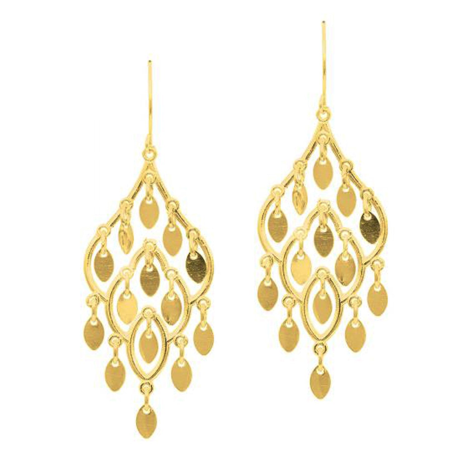 14K Yellow Gold Polished Chandelier Earring on sale at MyriadMart