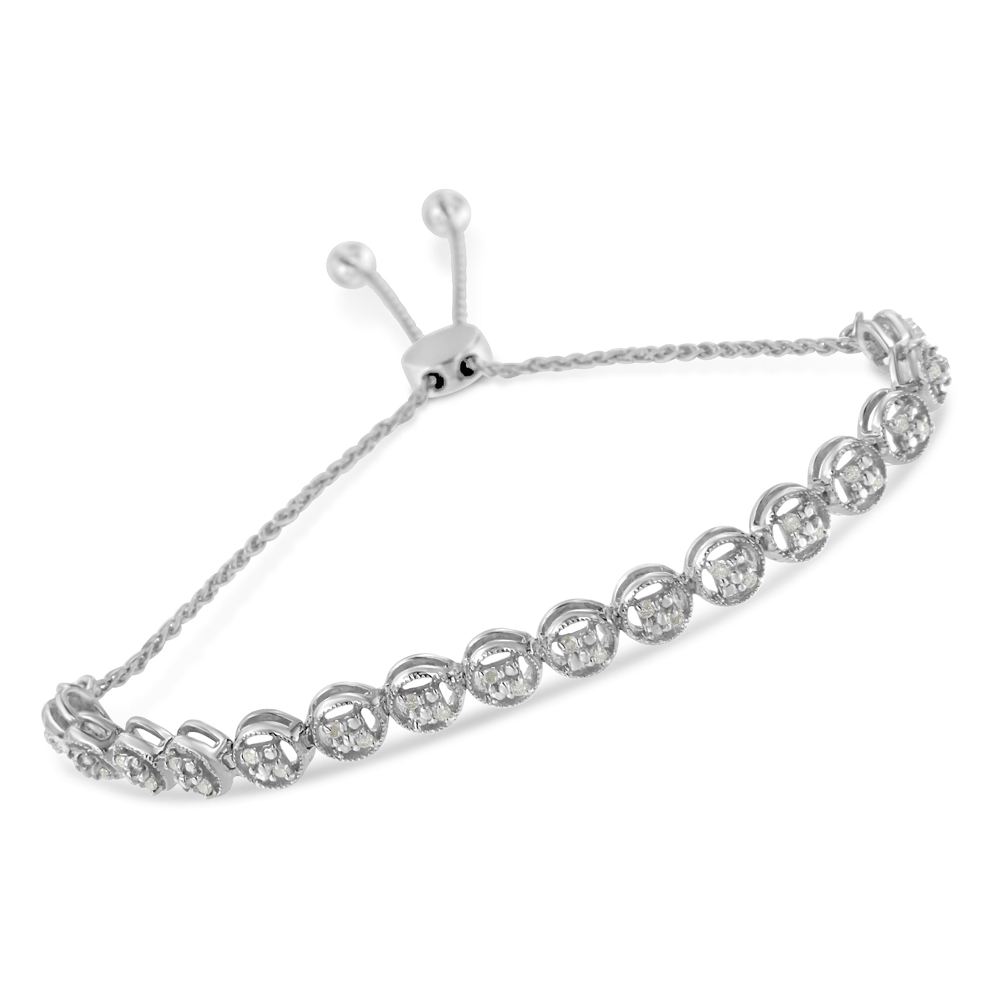.925 Sterling Silver 1/4 cttw Round-cut Diamond Bolo Bracelet I-J Color, I3 Clarity on sale at MyriadMart
