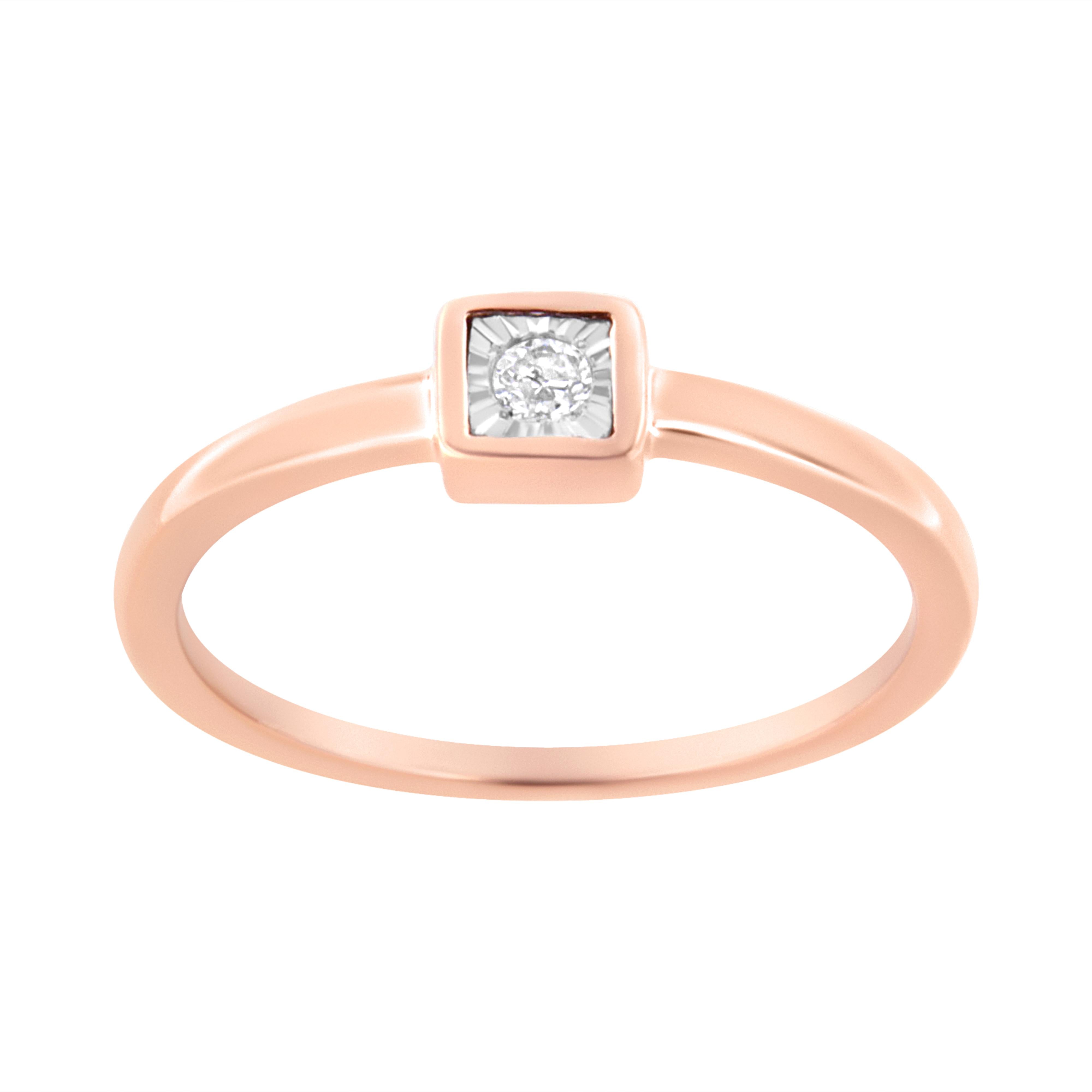 14K Rose Gold Plated .925 Sterling Silver 1/20 cttw Miracle Set Diamond Promise Ring J-K Color, I1-I2 Clarity - Size 6 on sale at MyriadMart