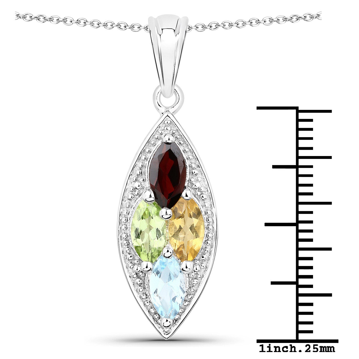 2.35 Carat Genuine Multi Stones .925 Sterling Silver Pendant on sale at MyriadMart