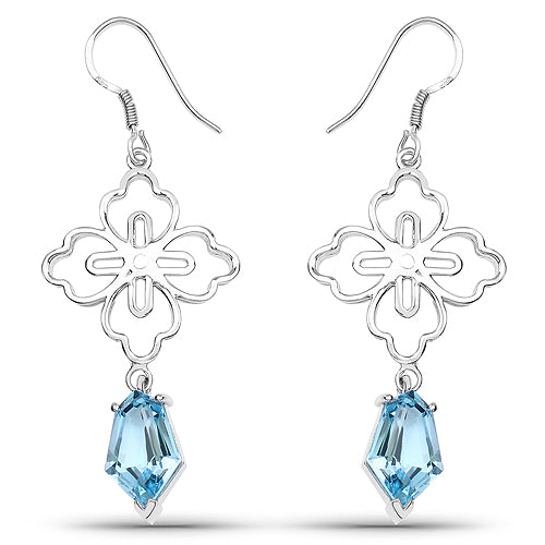 12.82 Carat Genuine Swiss Blue Topaz .925 Sterling Silver Earrings on sale at MyriadMart