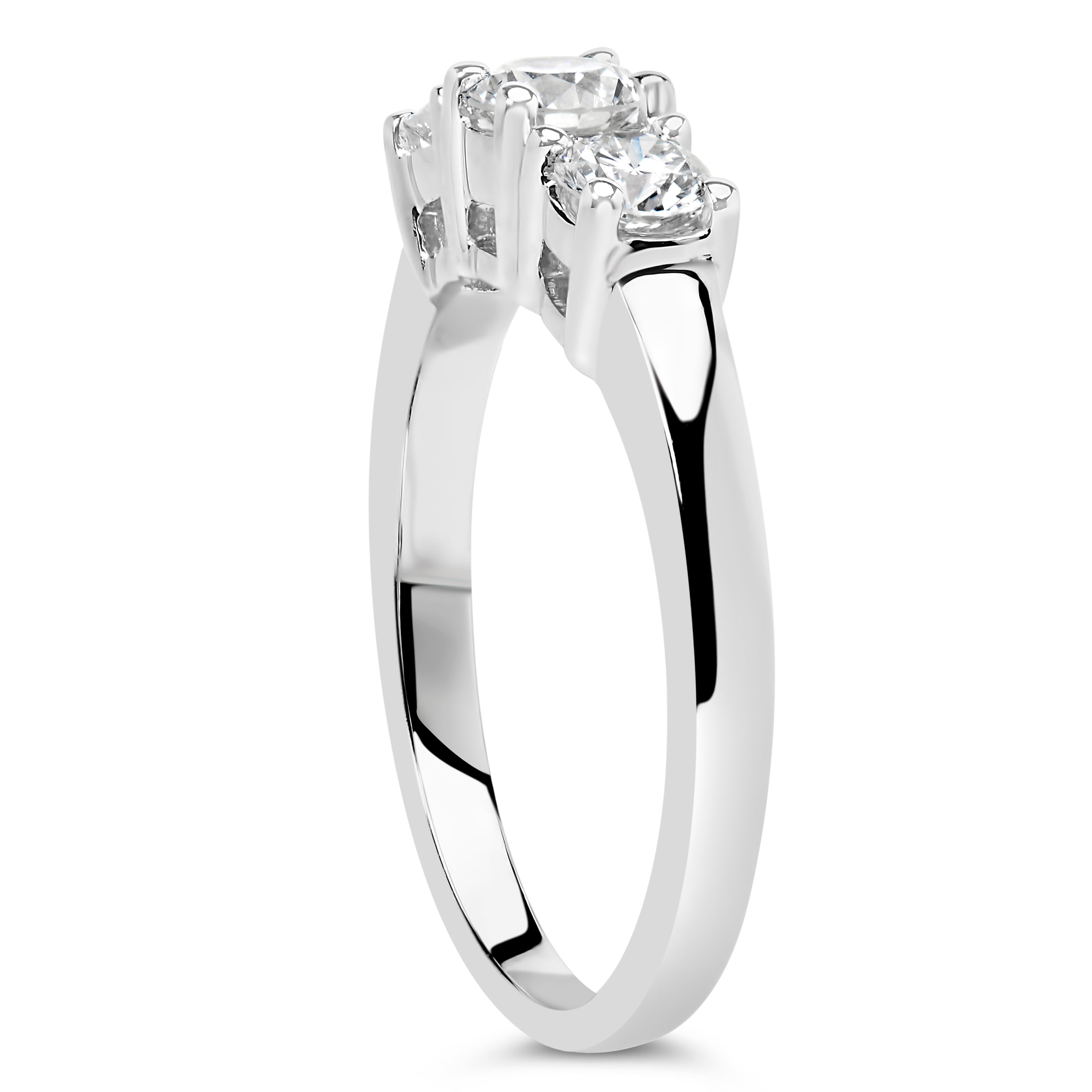 14K White Gold 3/4 Cttw Lab Grown Diamond 3 Stone Ring Band F-G Color, VS2-SI1 Clarity - Size 7 on sale at MyriadMart