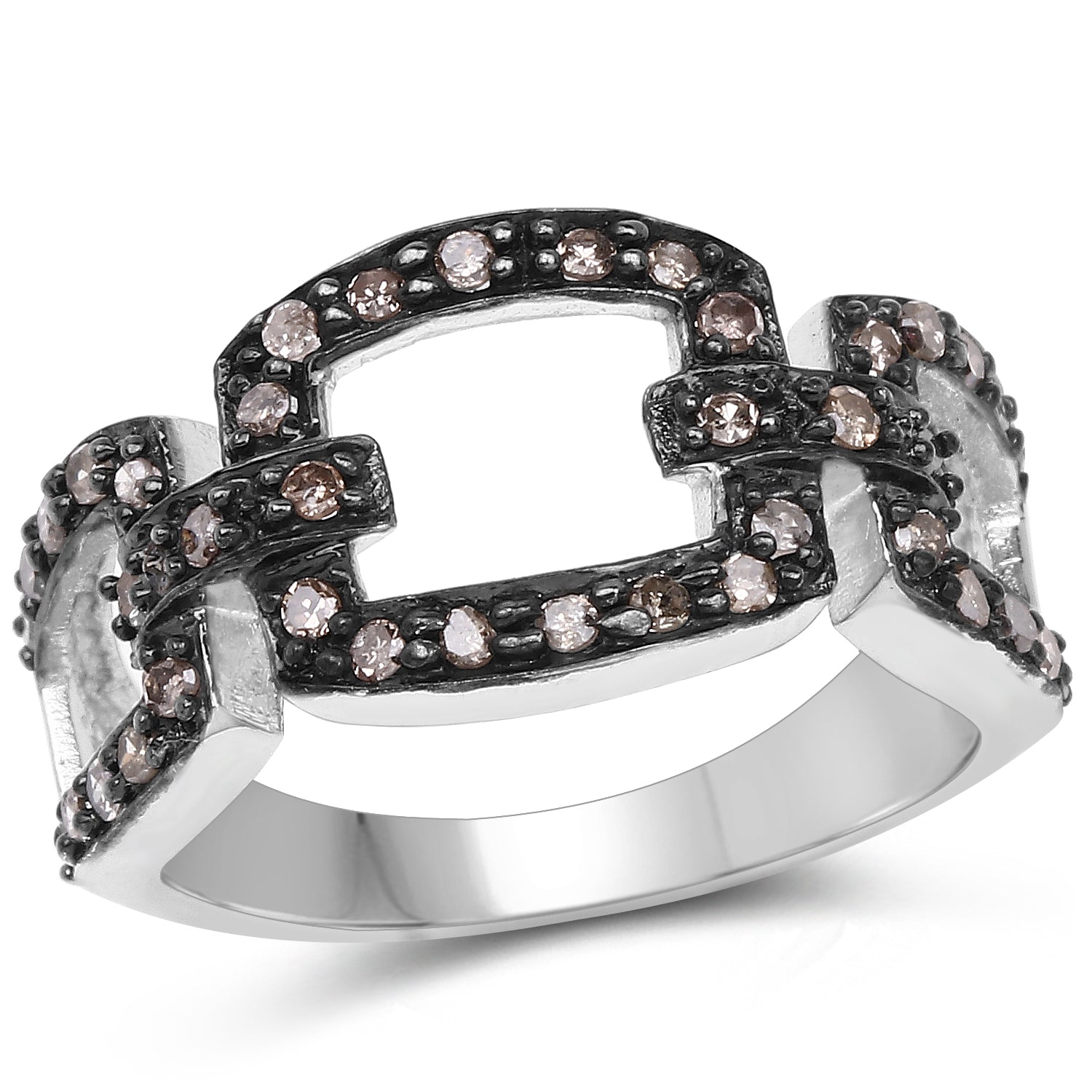 0.32 Carat Genuine Champagne Diamond .925 Sterling Silver Ring on sale at MyriadMart