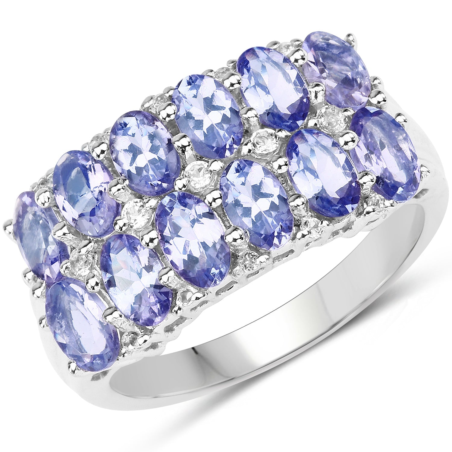 3.16 Carat Genuine Tanzanite & White Topaz .925 Sterling Silver Ring on sale at MyriadMart