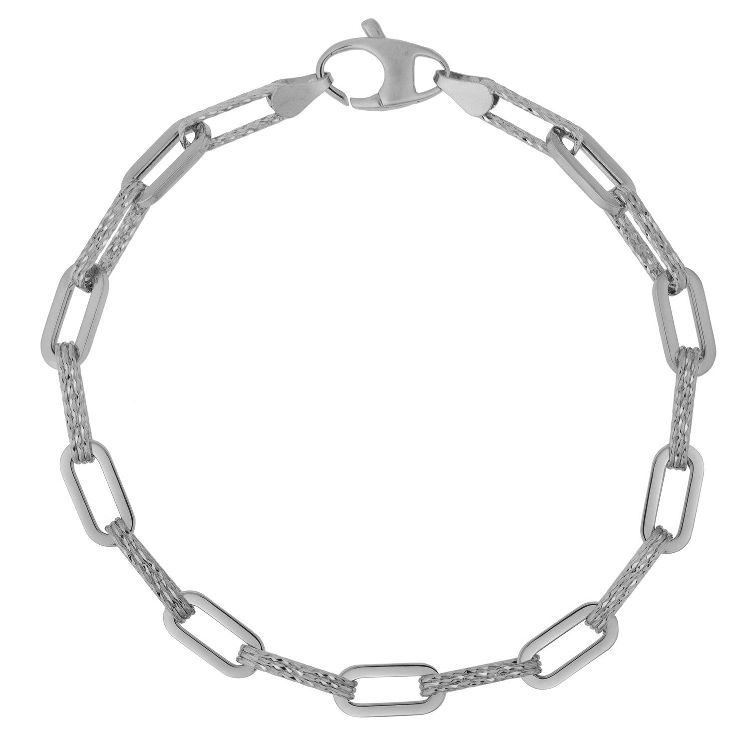14k White Gold Diamante Paperclip Chain Bracelet 4.00 mm on sale at MyriadMart
